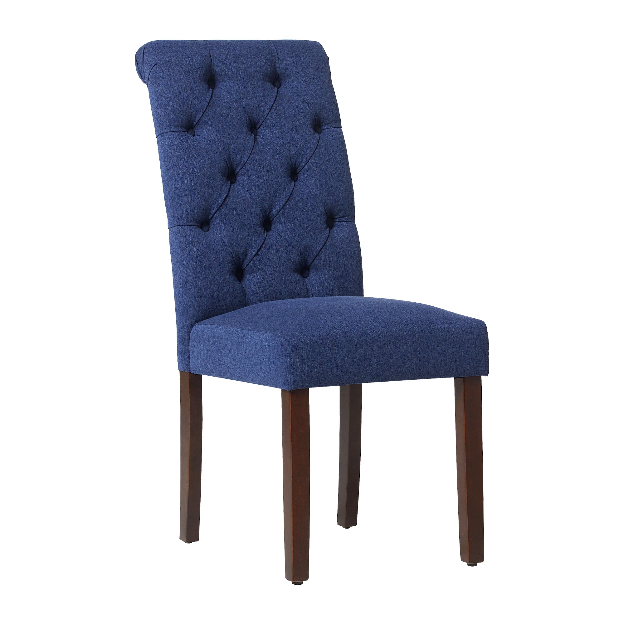 COLAMY Tufted Fabric Rolled Back Dining Chair