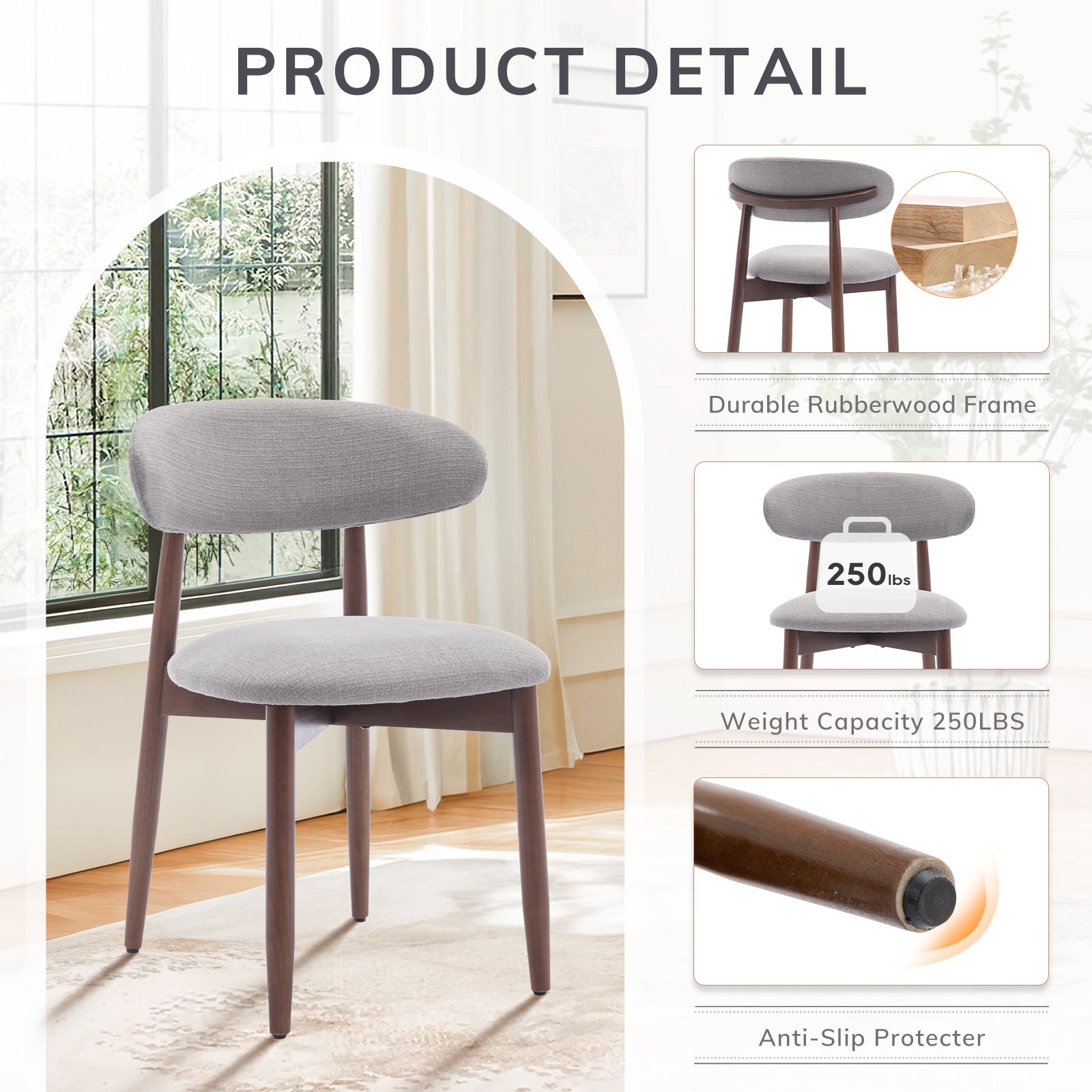 COLAMY NOYA Mid-Century Modern Dining Chair - 1