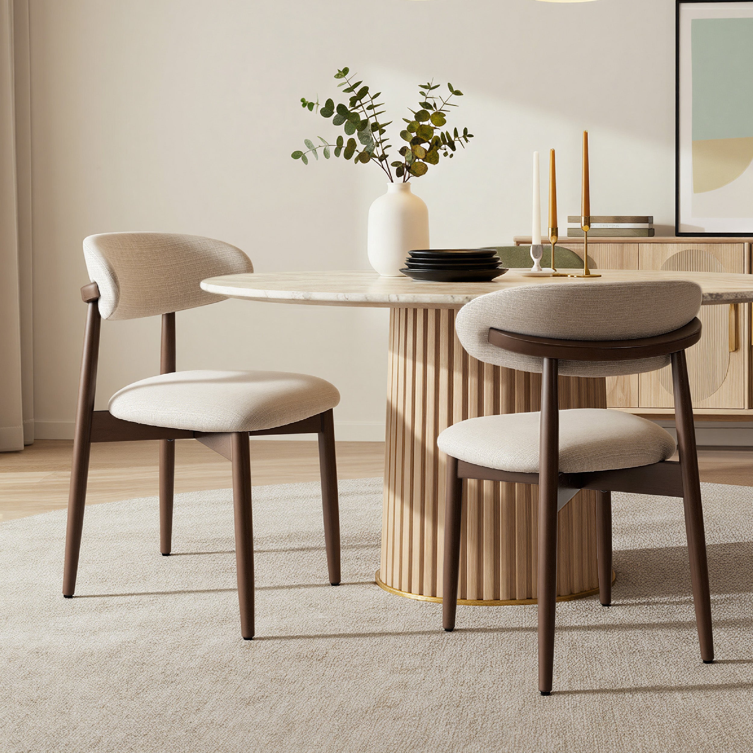 COLAMY NOYA Mid-Century Modern Upholstered Dining Chair