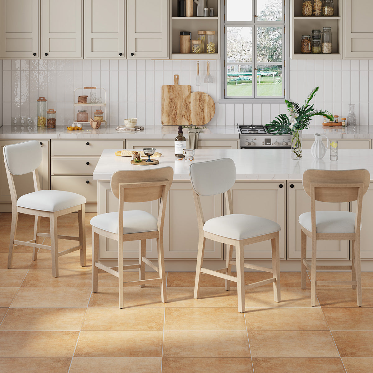 COLAMY AUREL Upholstered Bar Stool