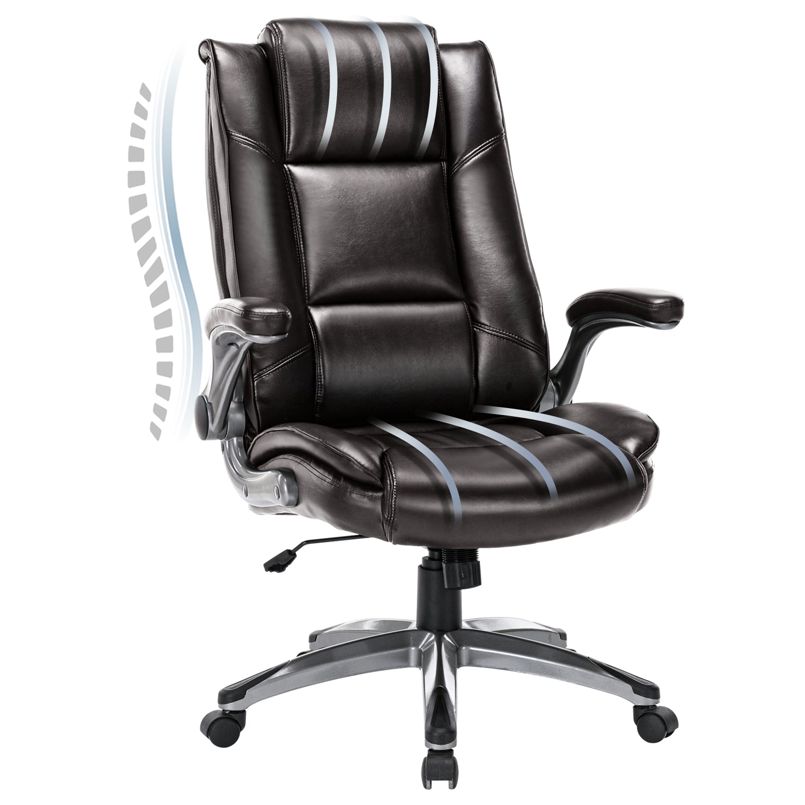 COLAMY 300LBS Ergonomic Lether Office Chair with Flip-up Armrests Model 2199
