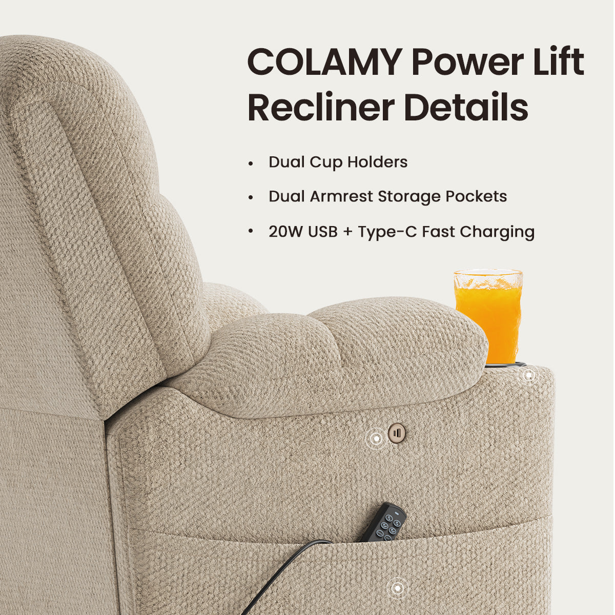 COLAMY SERENE Power Lift Recliner Massage Chair