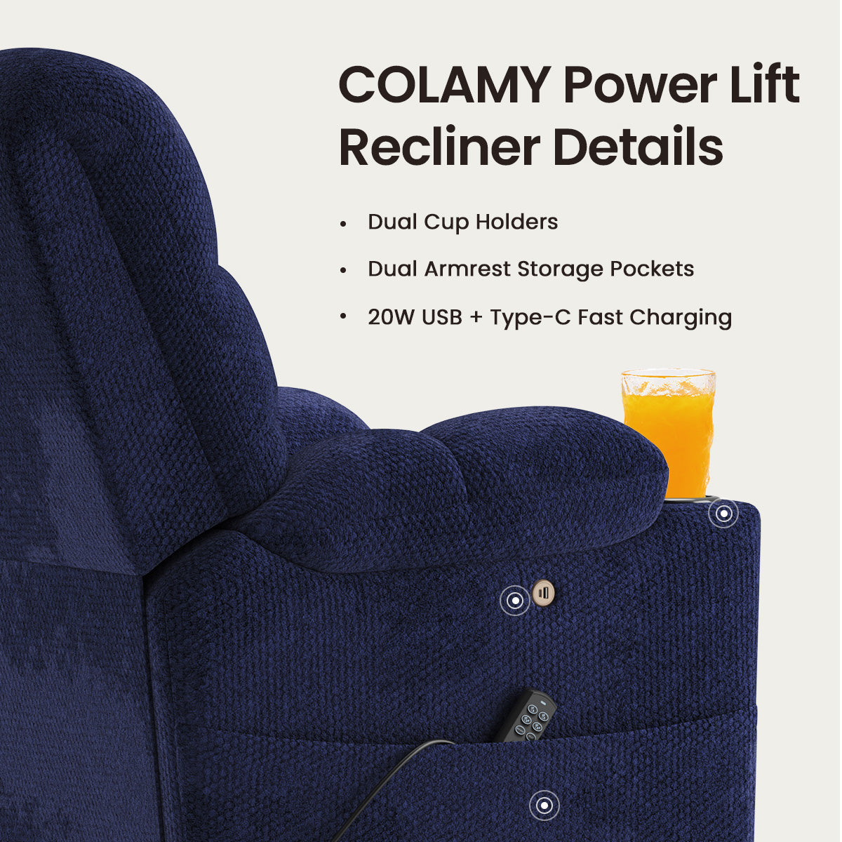COLAMY SERENE Power Lift Recliner Massage Chair