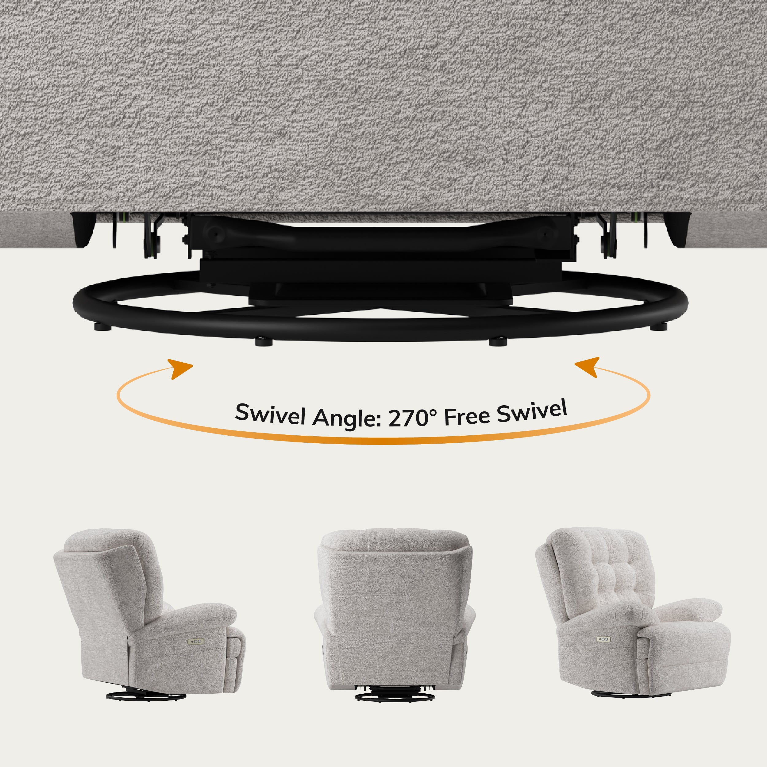 COLAMY FLOREN Plush-Power Swivel Recliner