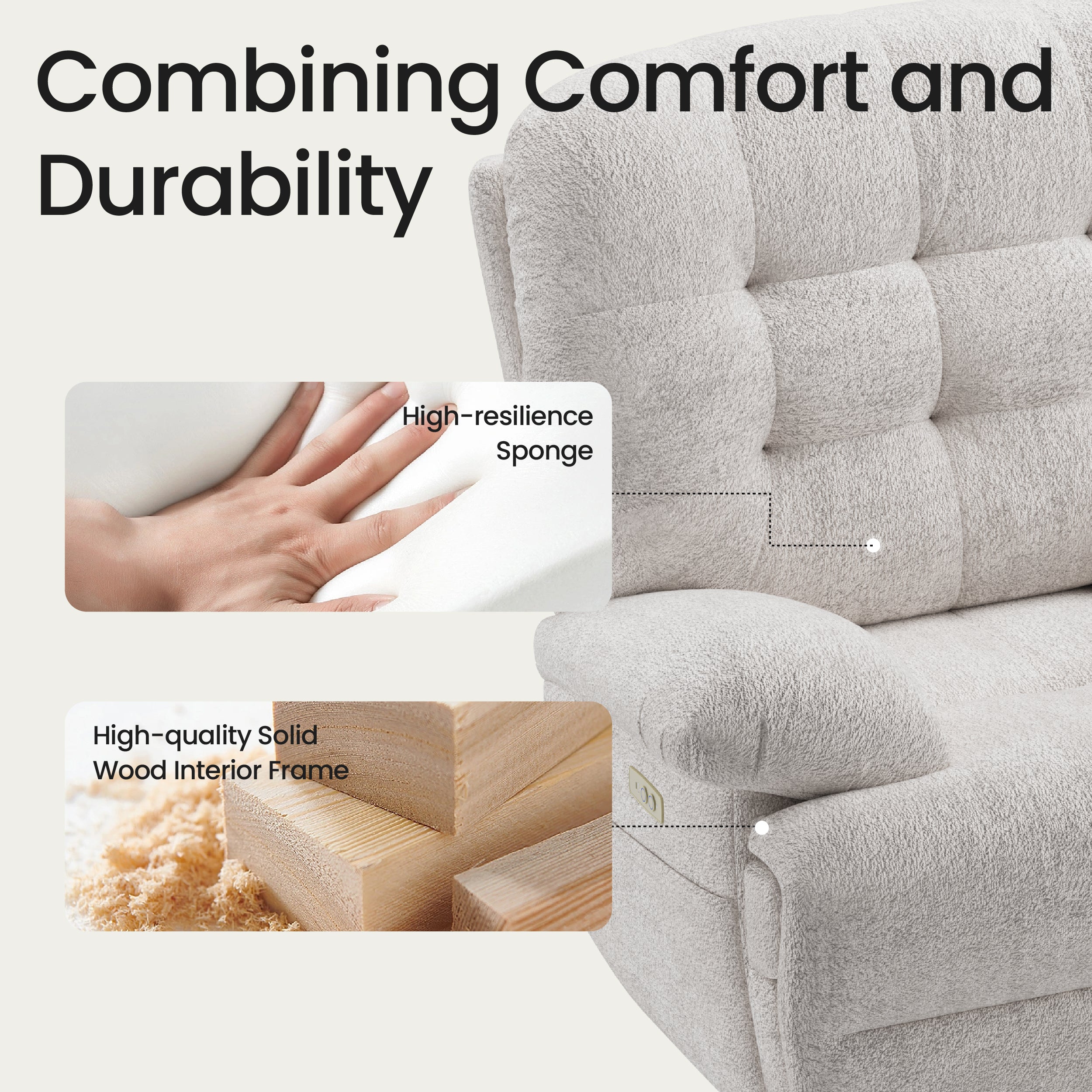 COLAMY FLOREN Plush-Power Swivel Recliner