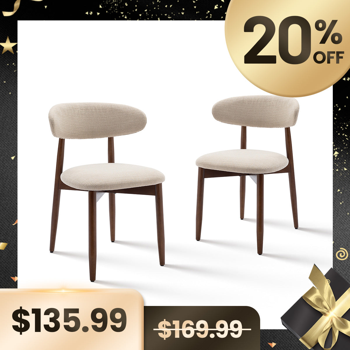 COLAMY NOYA Mid-Century Modern Dining Chair