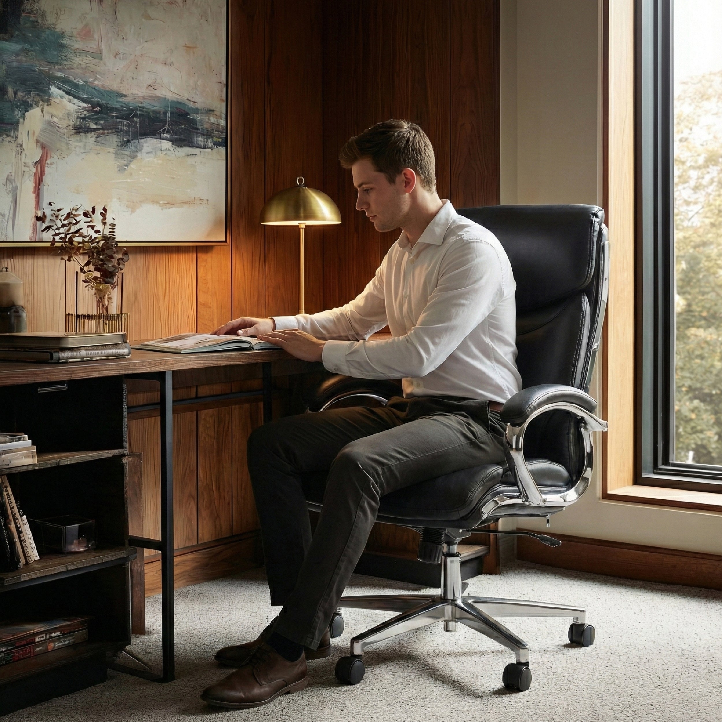 COLAMY MARCUS One-Piece Setup Swivel Office Chair