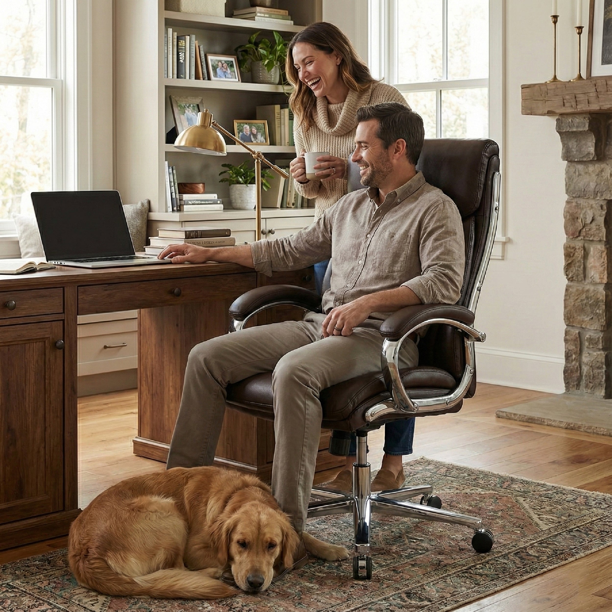 COLAMY MARCUS One-Piece Setup Swivel Office Chair