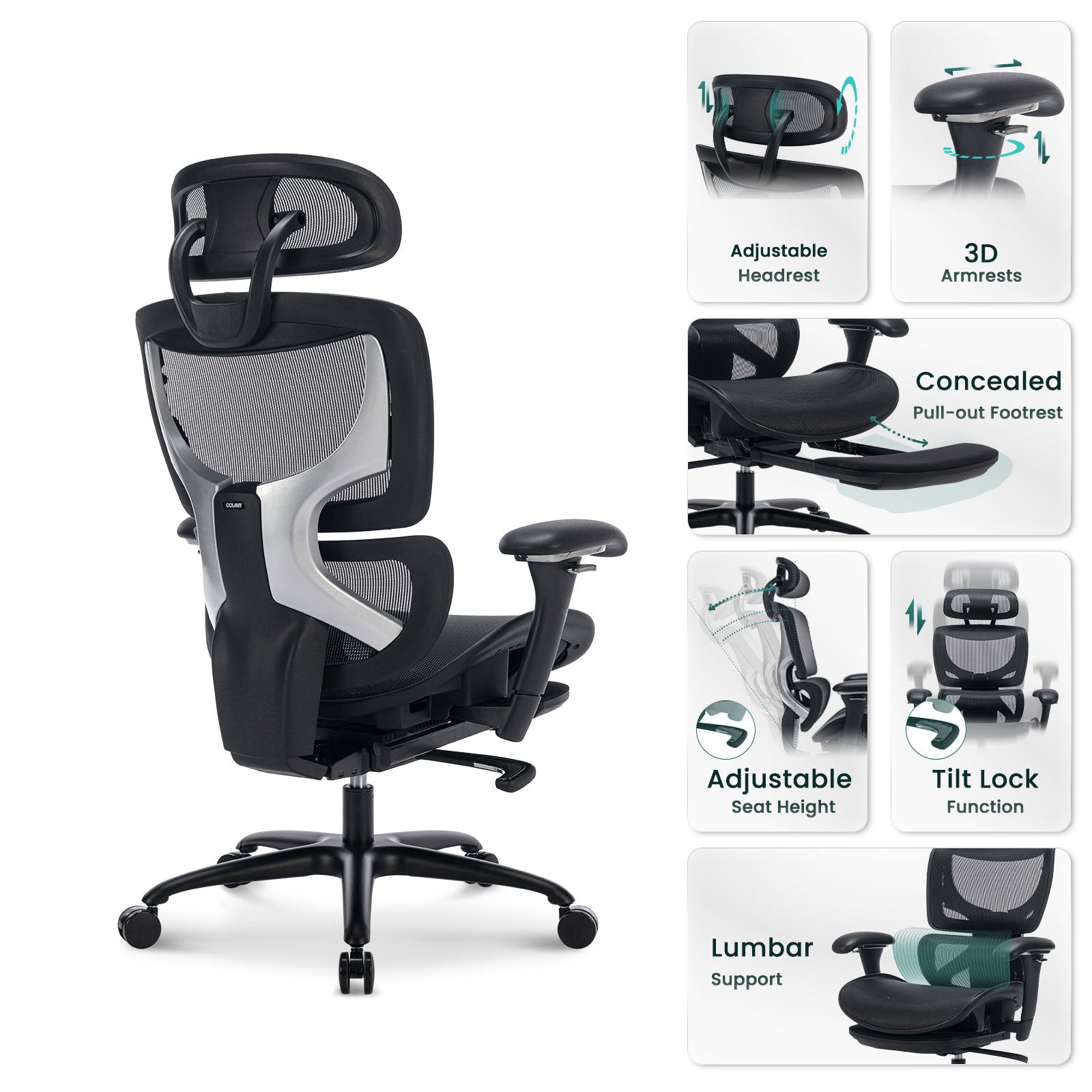 COLAMY AERIX Futuristic Mesh Ergonomic Office Chair