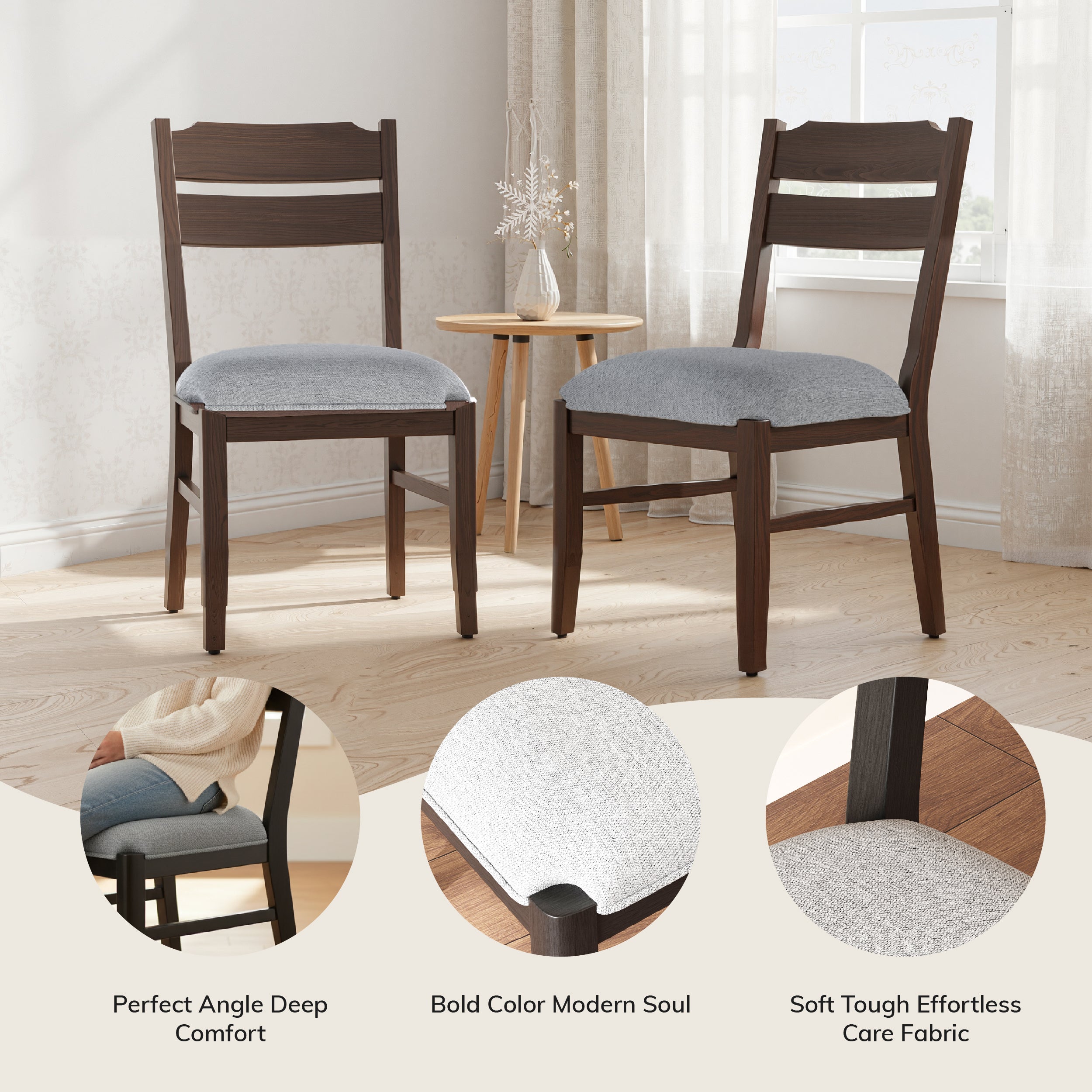 COLAMY ALVA Minimalist Bentwood Dining Chair