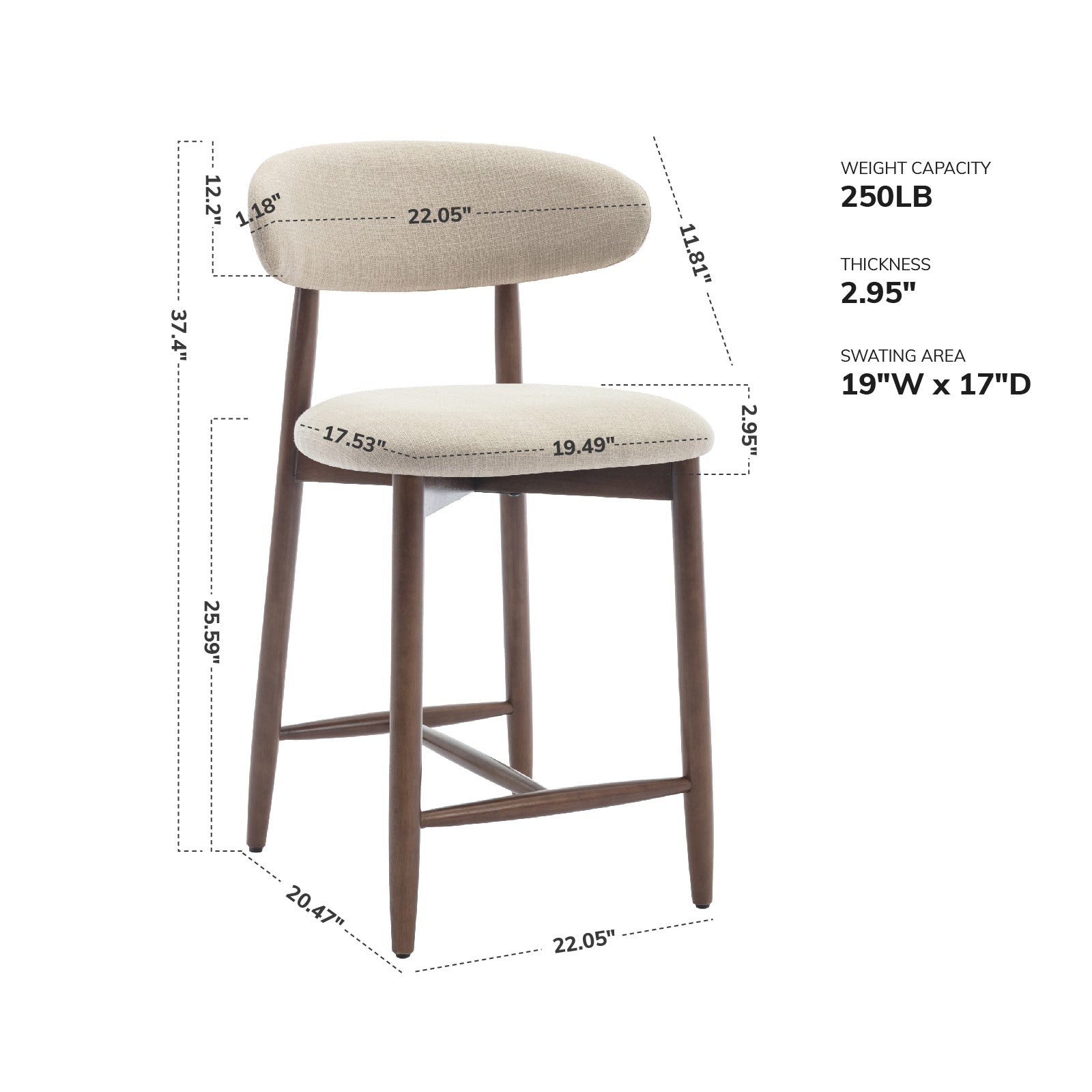 COLAMY ARLA Scandi Minimalist Dining Chair