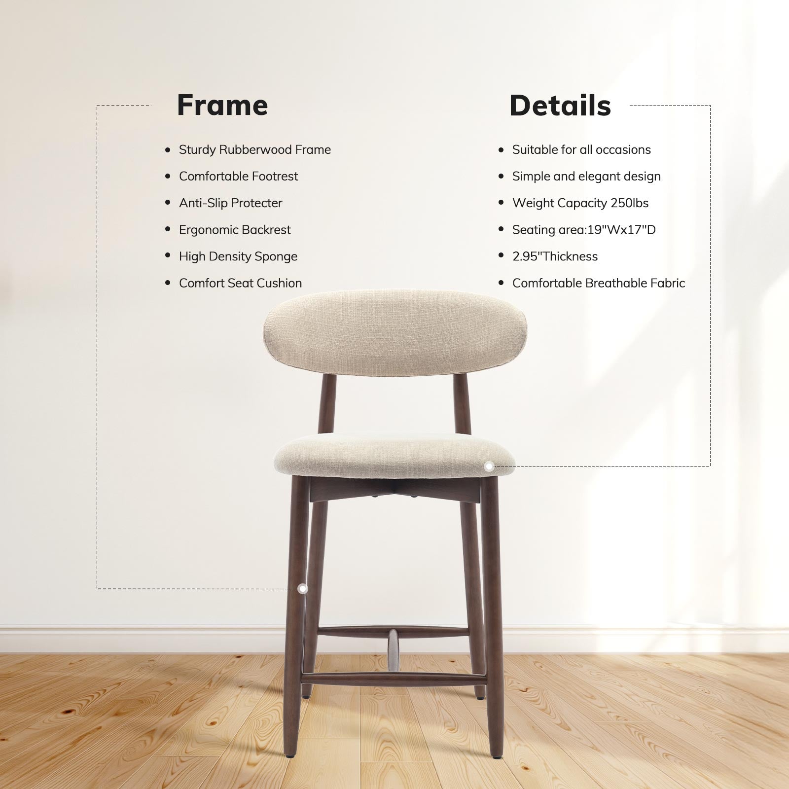 COLAMY ARLA Scandi Minimalist Dining Chair