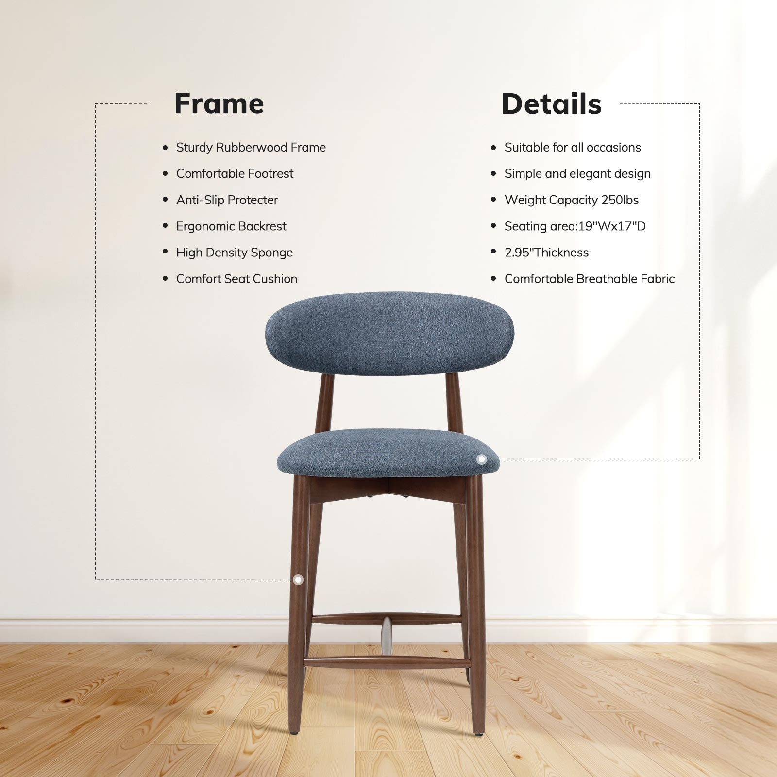 COLAMY ARLA Scandi Minimalist Dining Chair