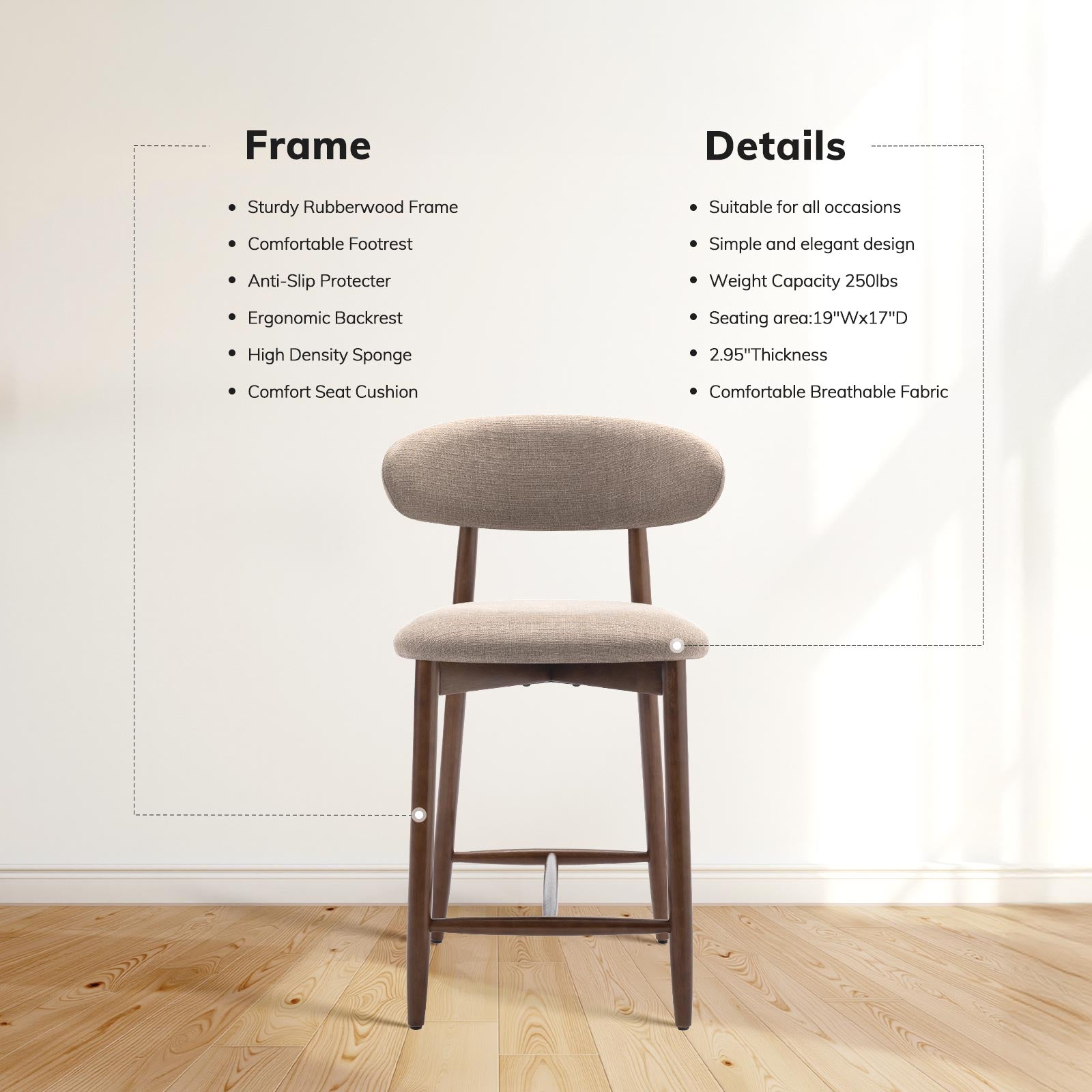 COLAMY ARLA Scandi Minimalist Dining Chair