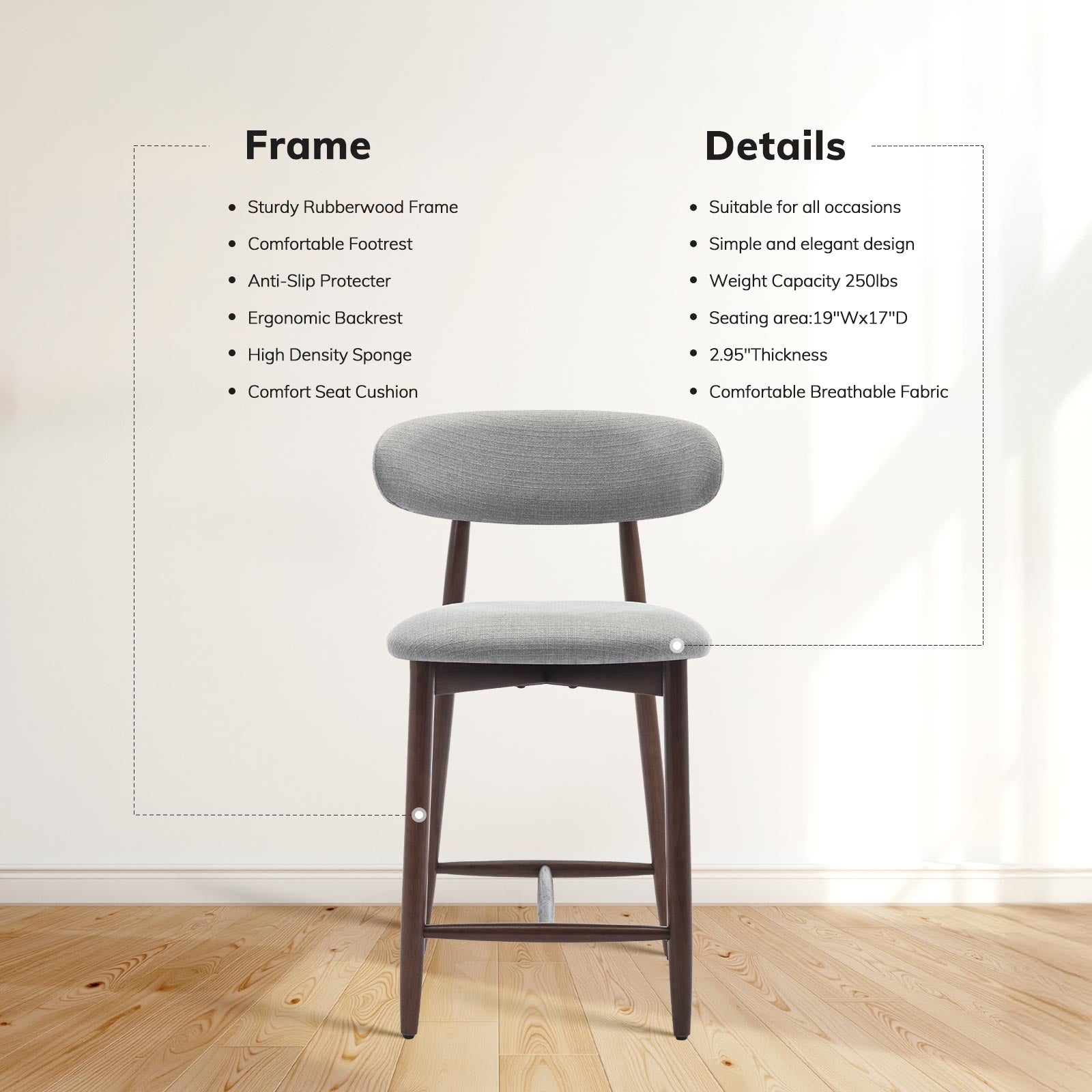COLAMY ARLA Scandi Minimalist Dining Chair