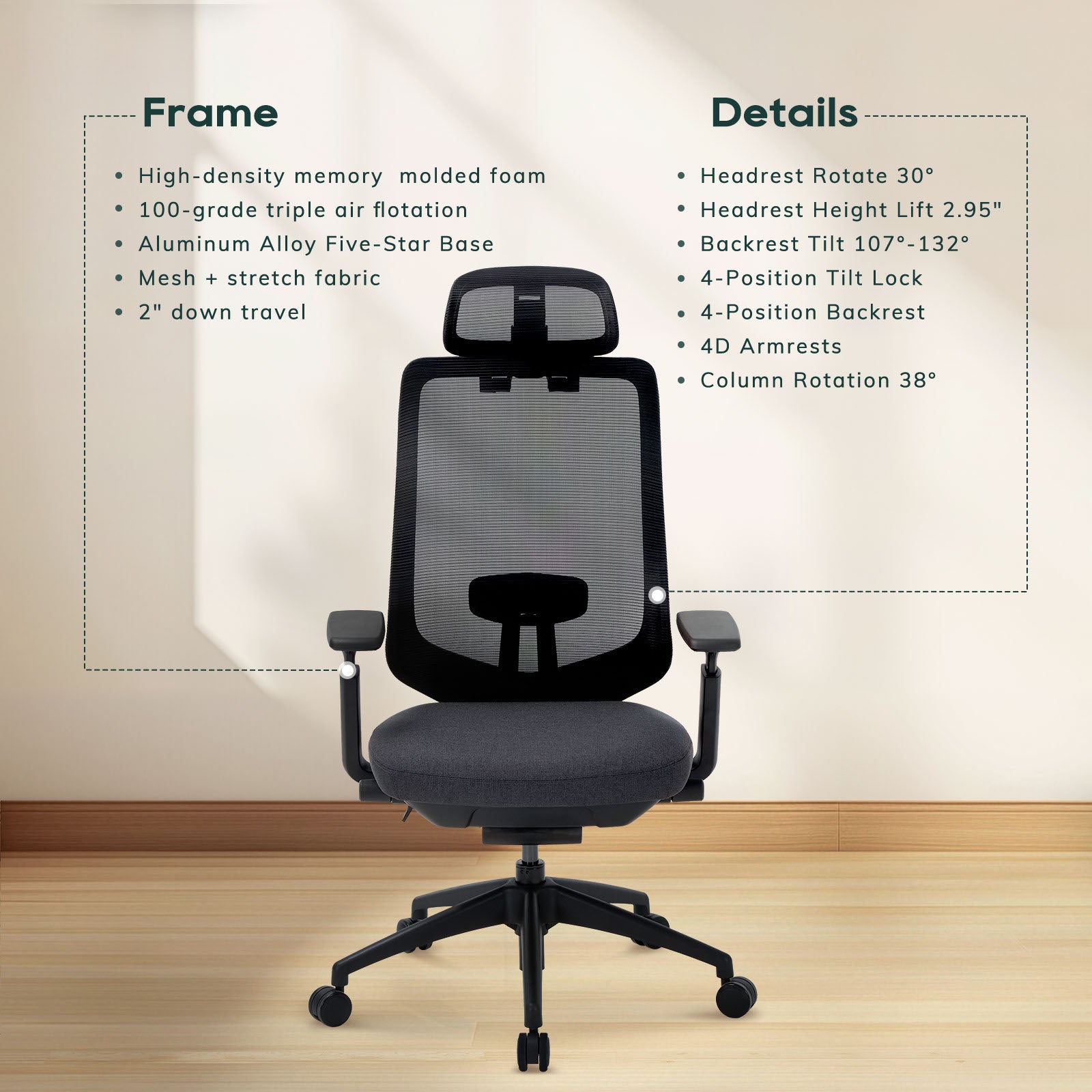 COLAMY ATLAS-01 Executive Mesh Ergonomic Office Chair | BIFMA Certified
