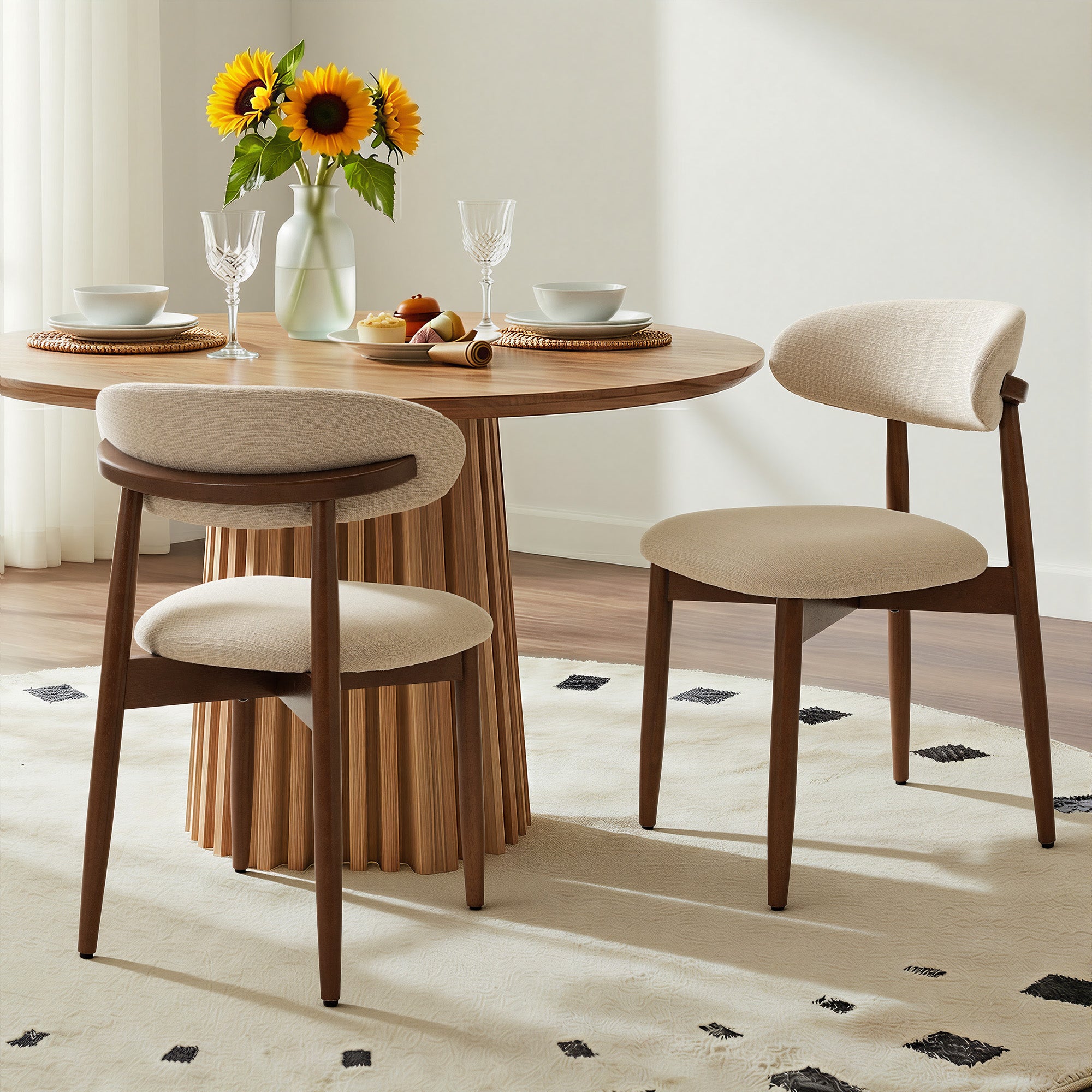 COLAMY NOYA Mid-Century Modern Upholstered Dining Chair