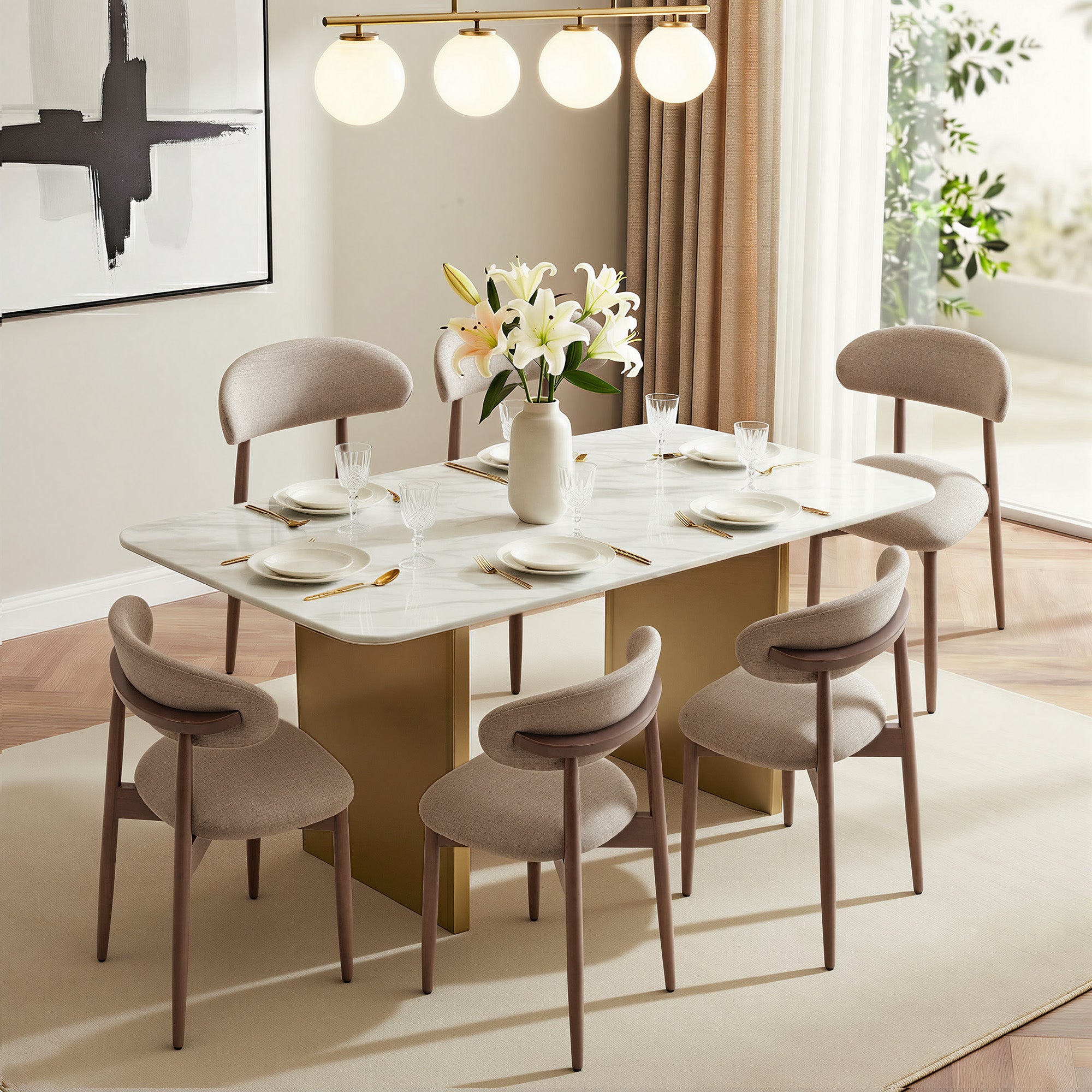 COLAMY NOYA Mid-Century Modern Upholstered Dining Chair