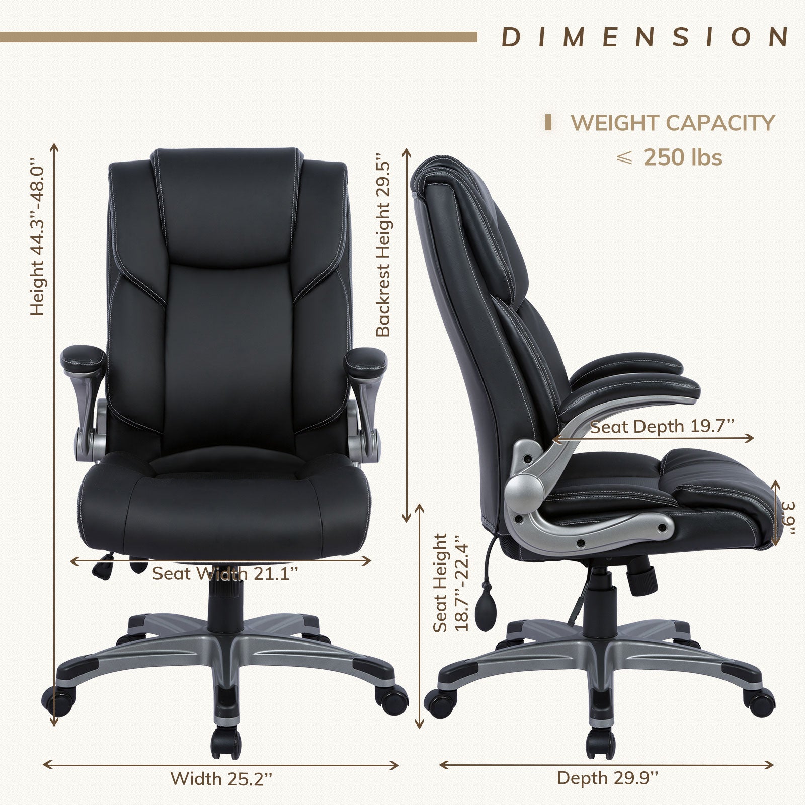 COLAMY Ergonomic Office Chair 300lbs Computer Chair With Inflatable Lumbar Support Model.2822