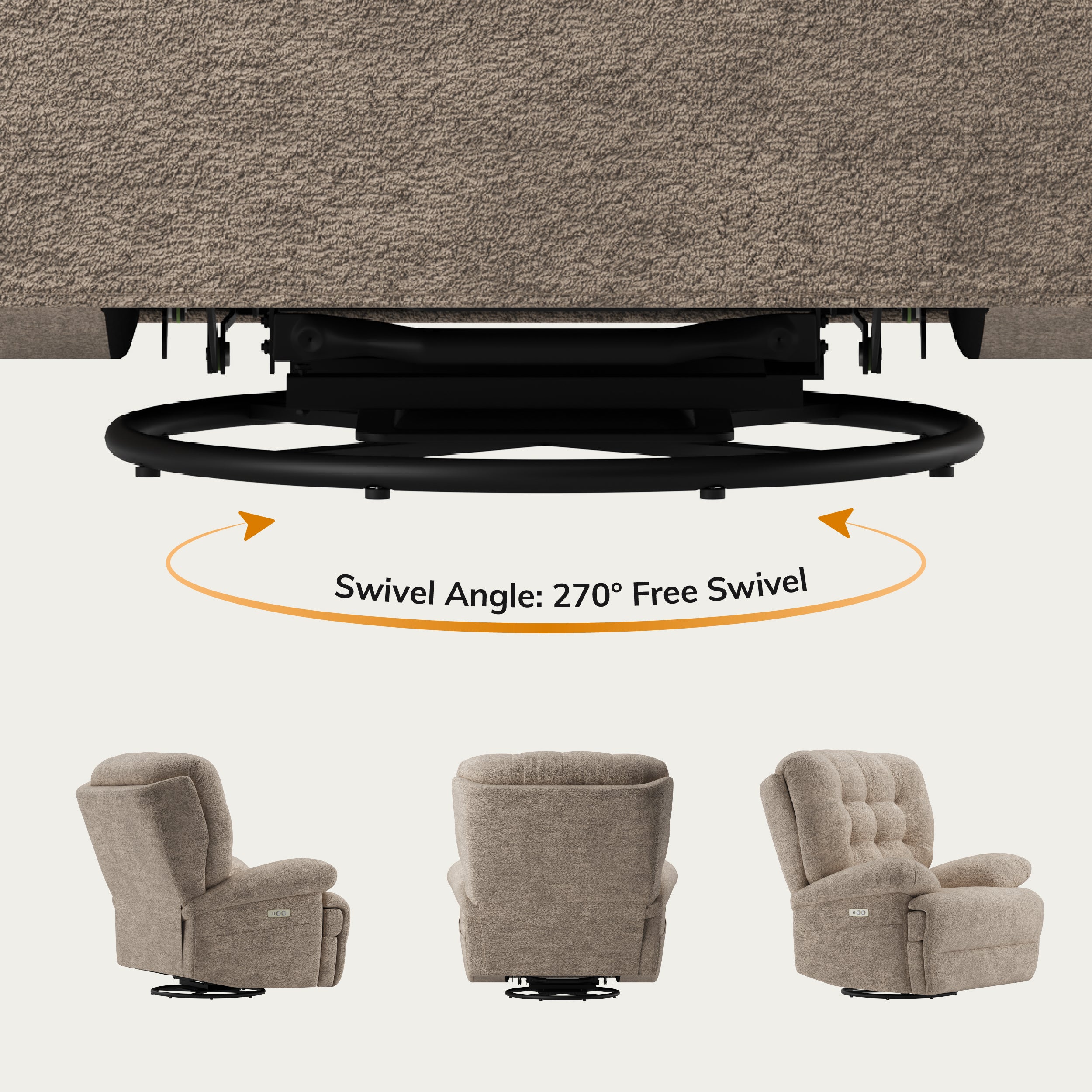 COLAMY FLOREN Plush-Power Swivel Recliner