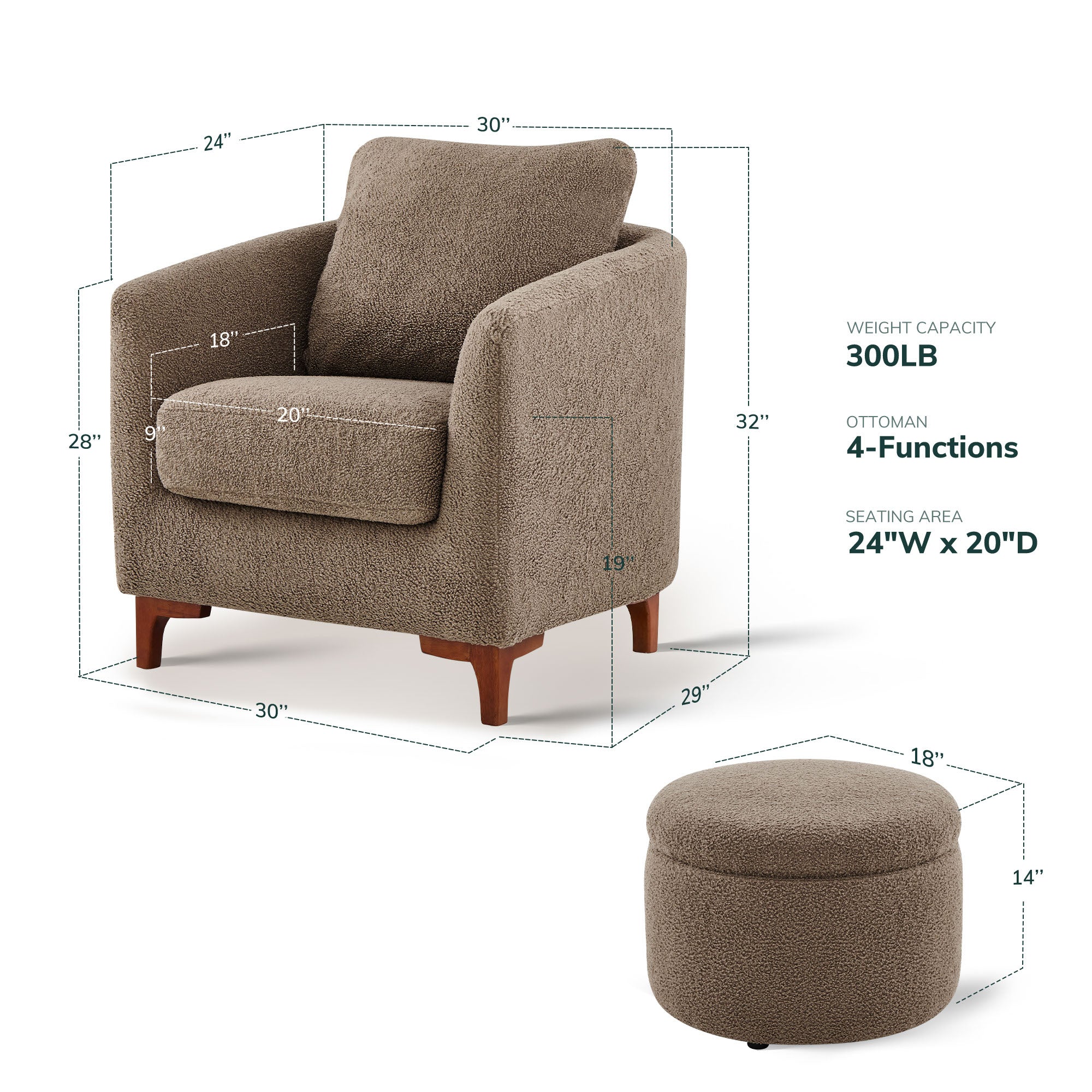 COLAMY SOLMI Scandi Cozy Accent Chair