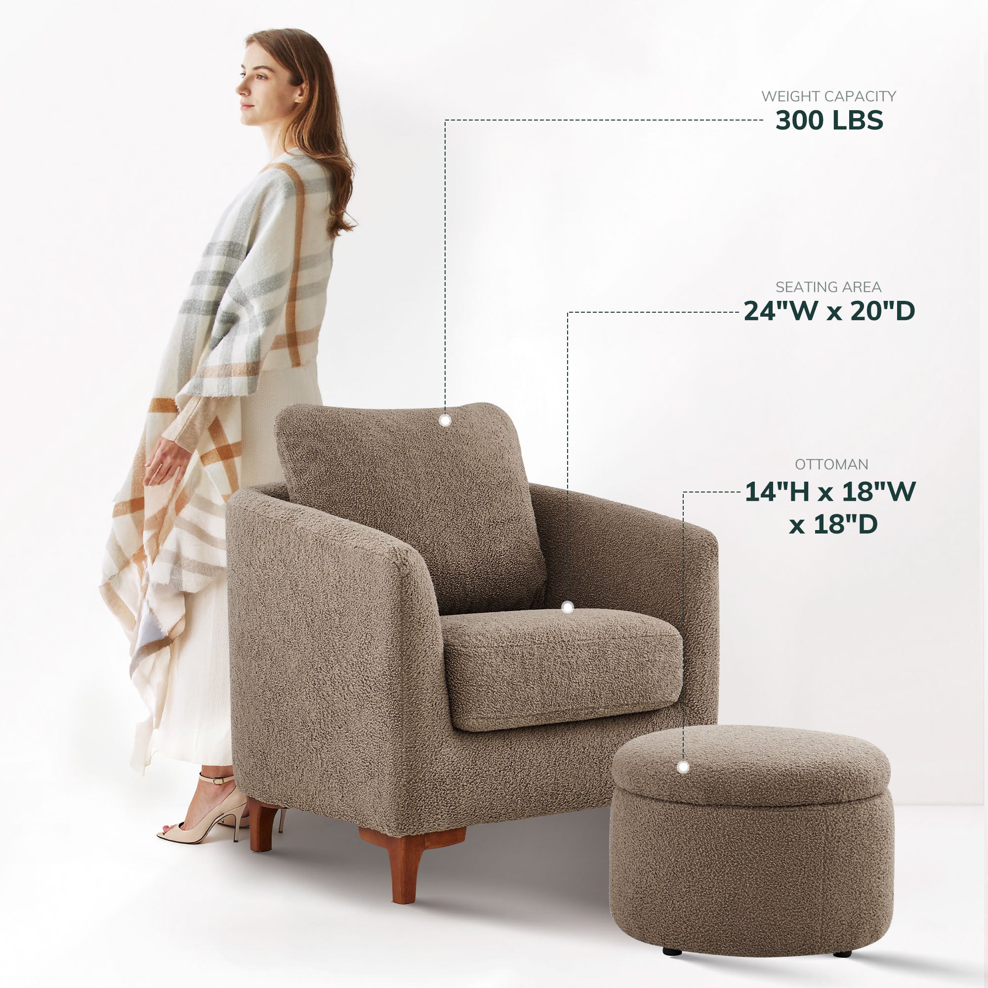 COLAMY SOLMI Scandi Cozy Accent Chair