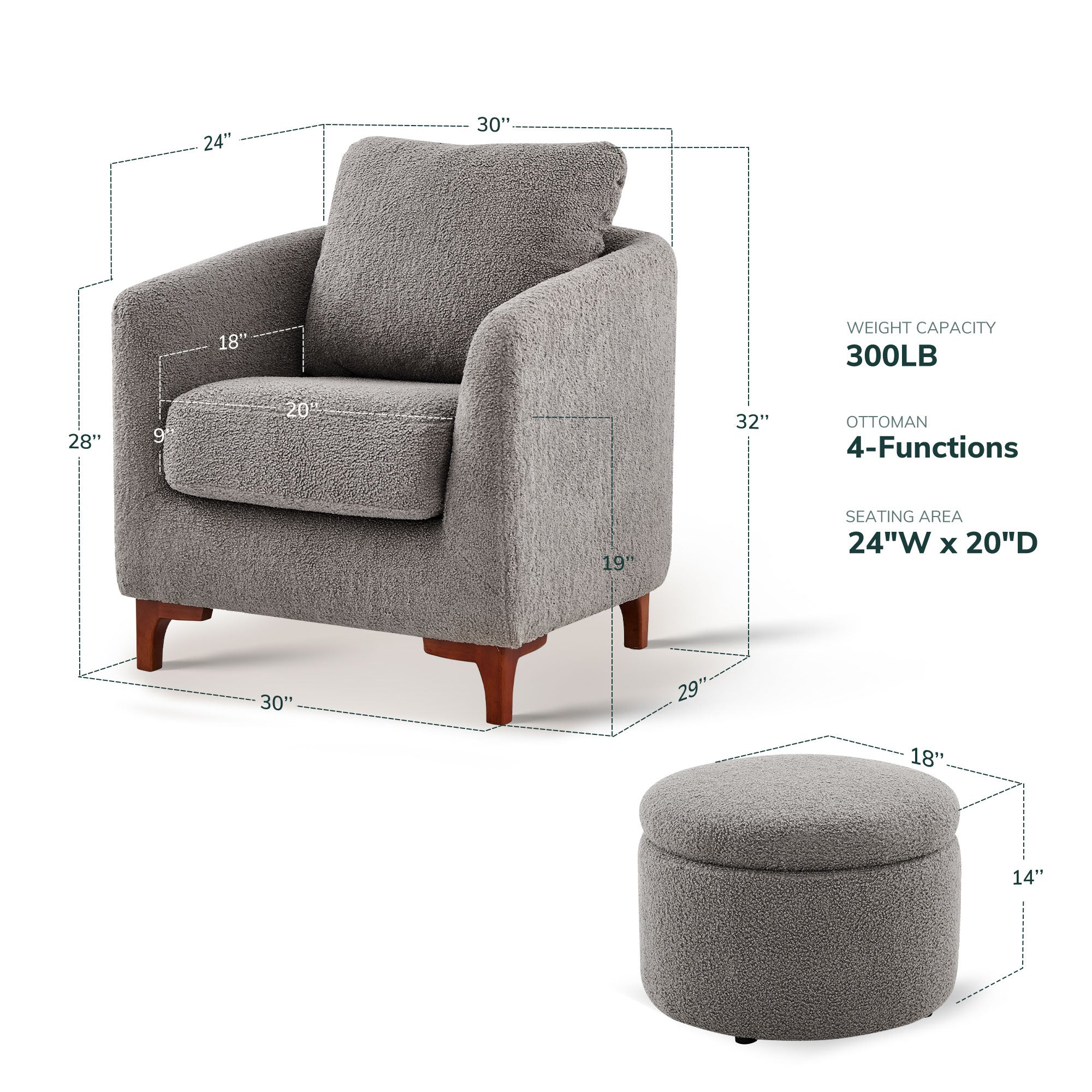 COLAMY SOLMI Scandi Cozy Accent Chair