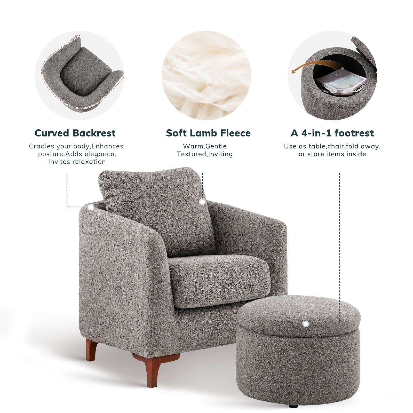 COLAMY SOLMI Scandi Cozy Accent Chair