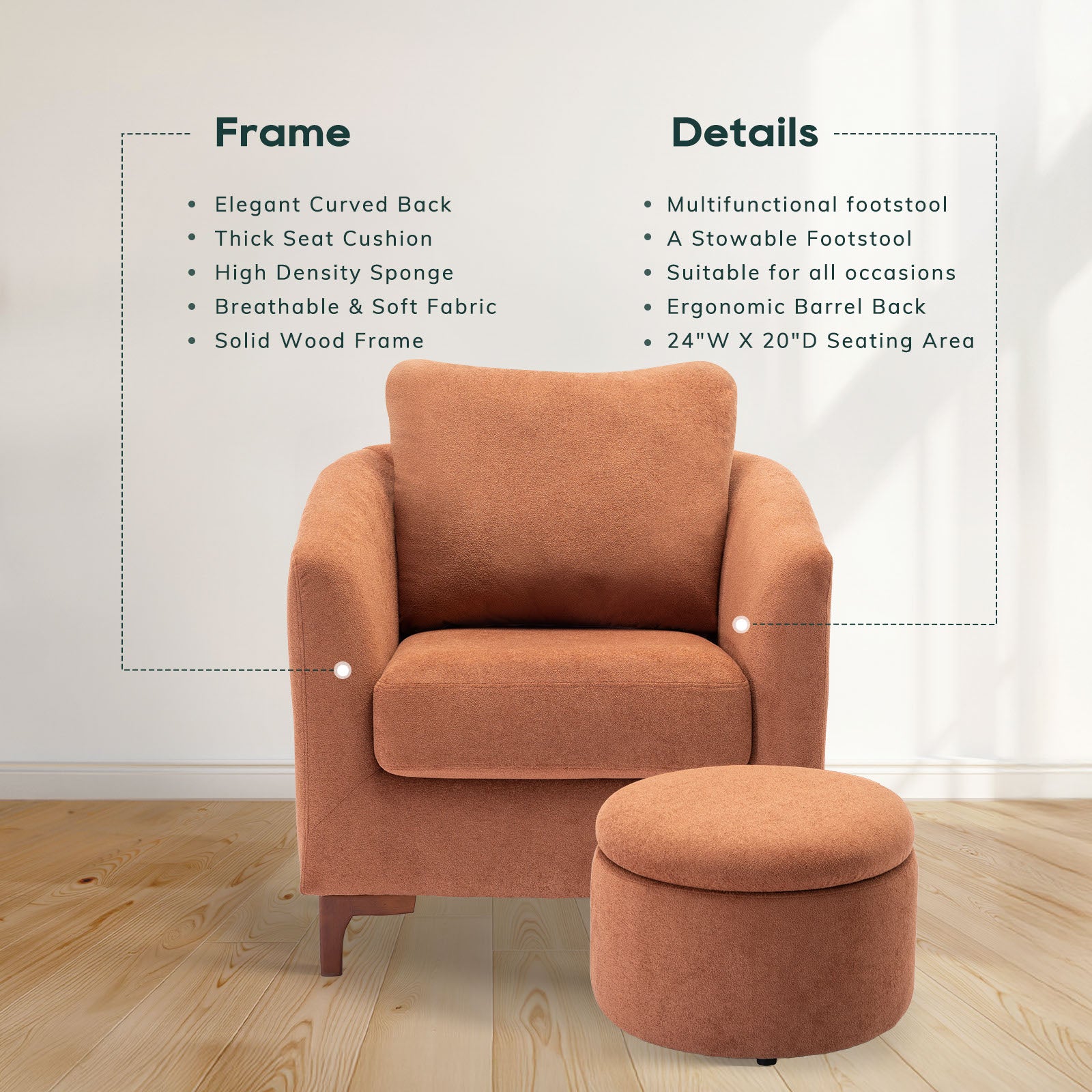 COLAMY SOLMI Scandi Cozy Accent Chair