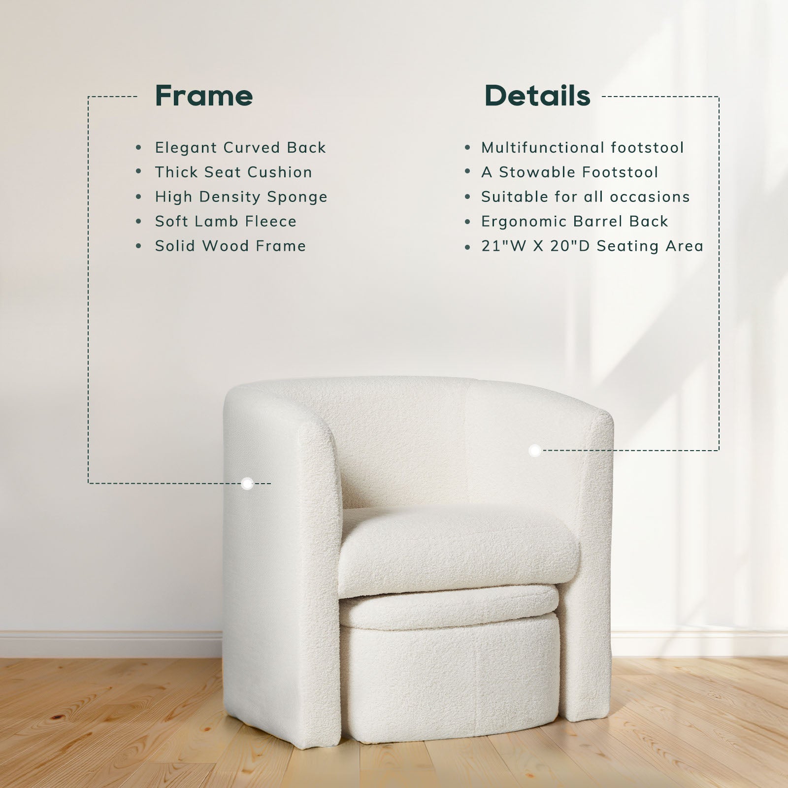COLAMY NUIA Contemporary Minimalist Accent Chair