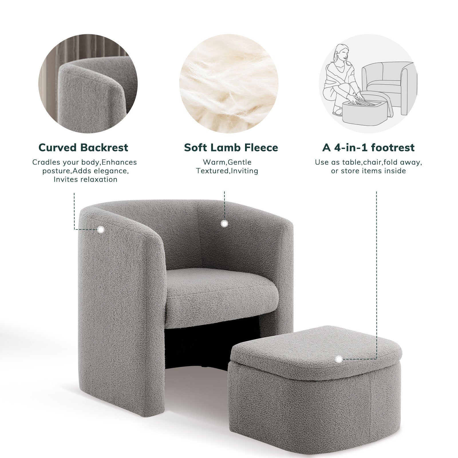 COLAMY NUIA Contemporary Minimalist Accent Chair