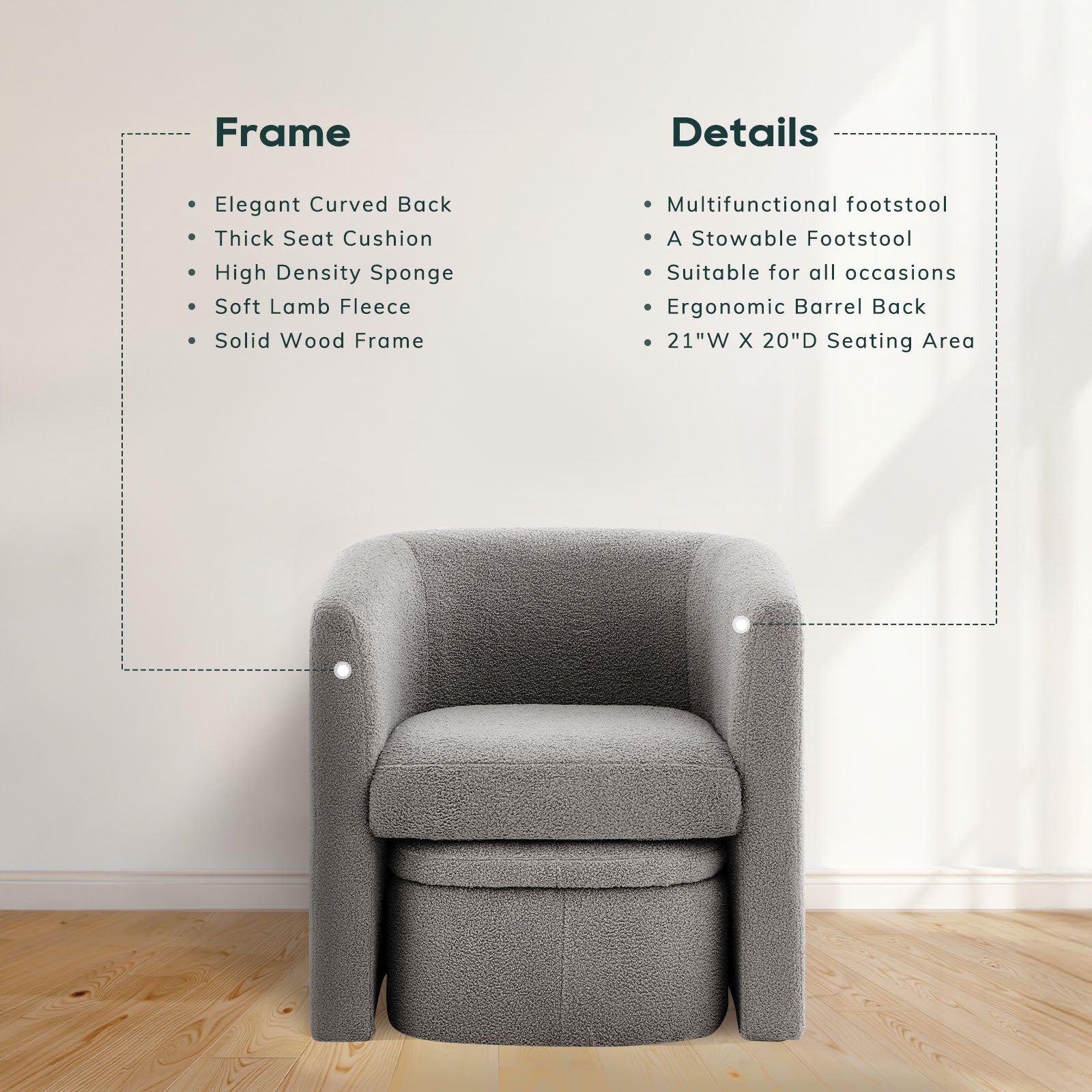 COLAMY NUIA Contemporary Minimalist Accent Chair