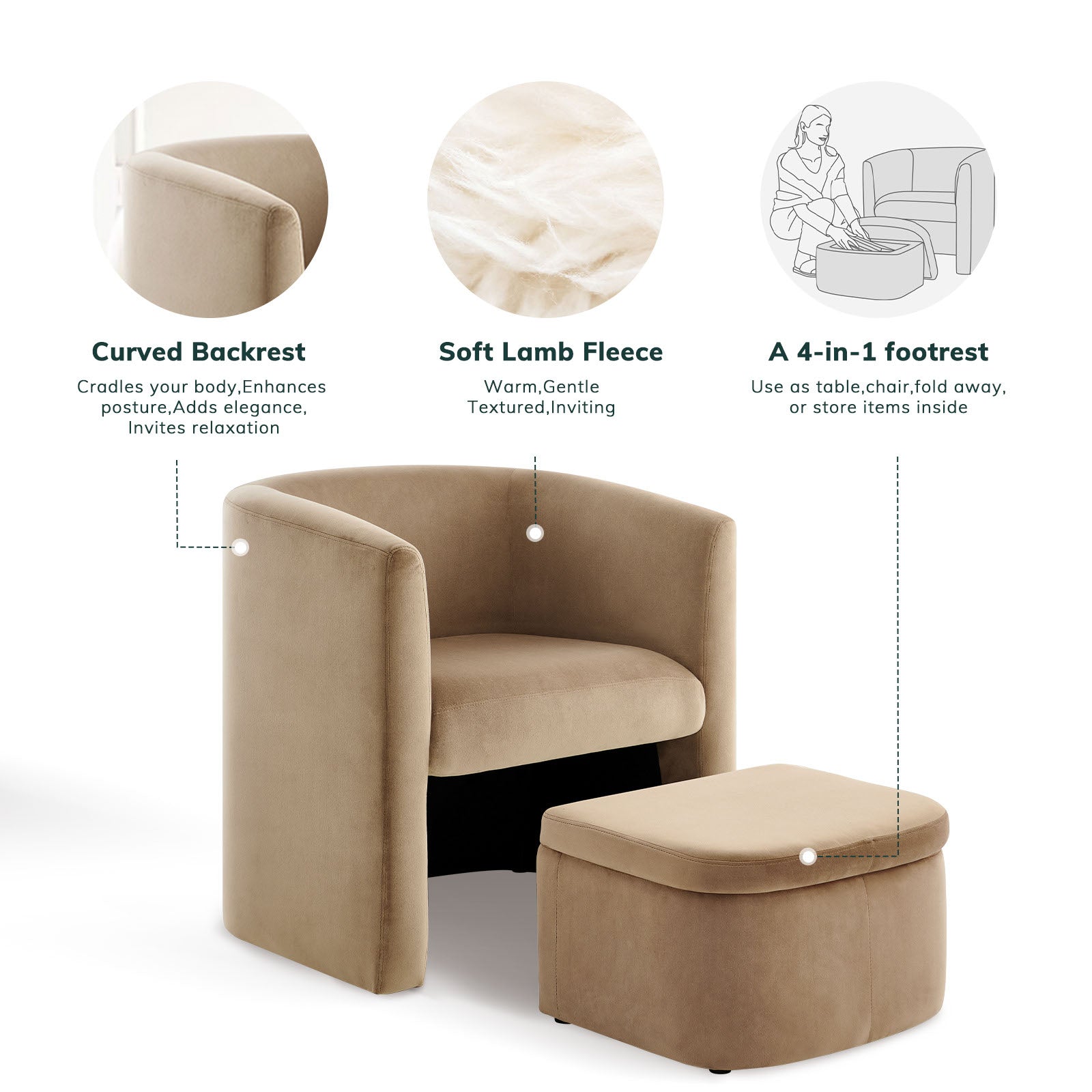 COLAMY NUIA Contemporary Minimalist Accent Chair