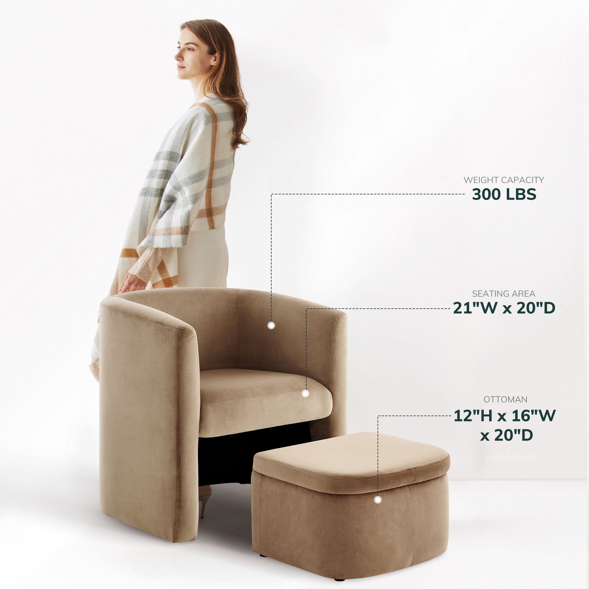 COLAMY NUIA Contemporary Minimalist Accent Chair