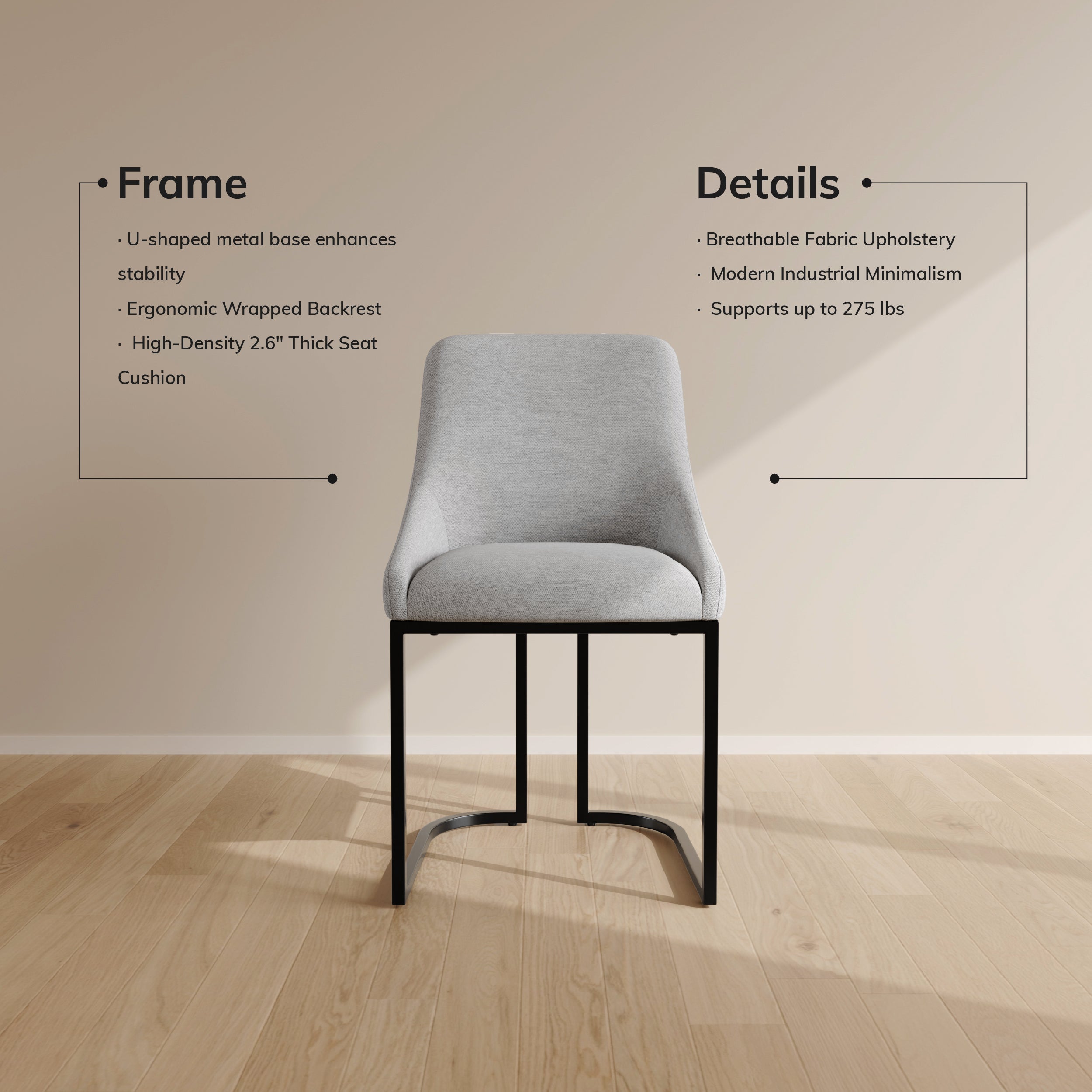 COLAMY LOFT Industrial U-Base Dining Chair