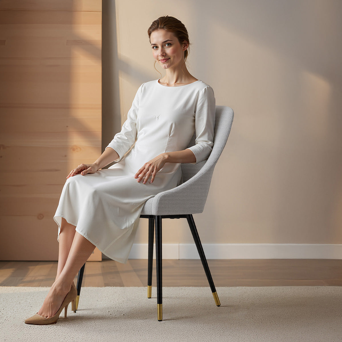 COLAMY LUMA Modern Fabric & Metal Dining Chair