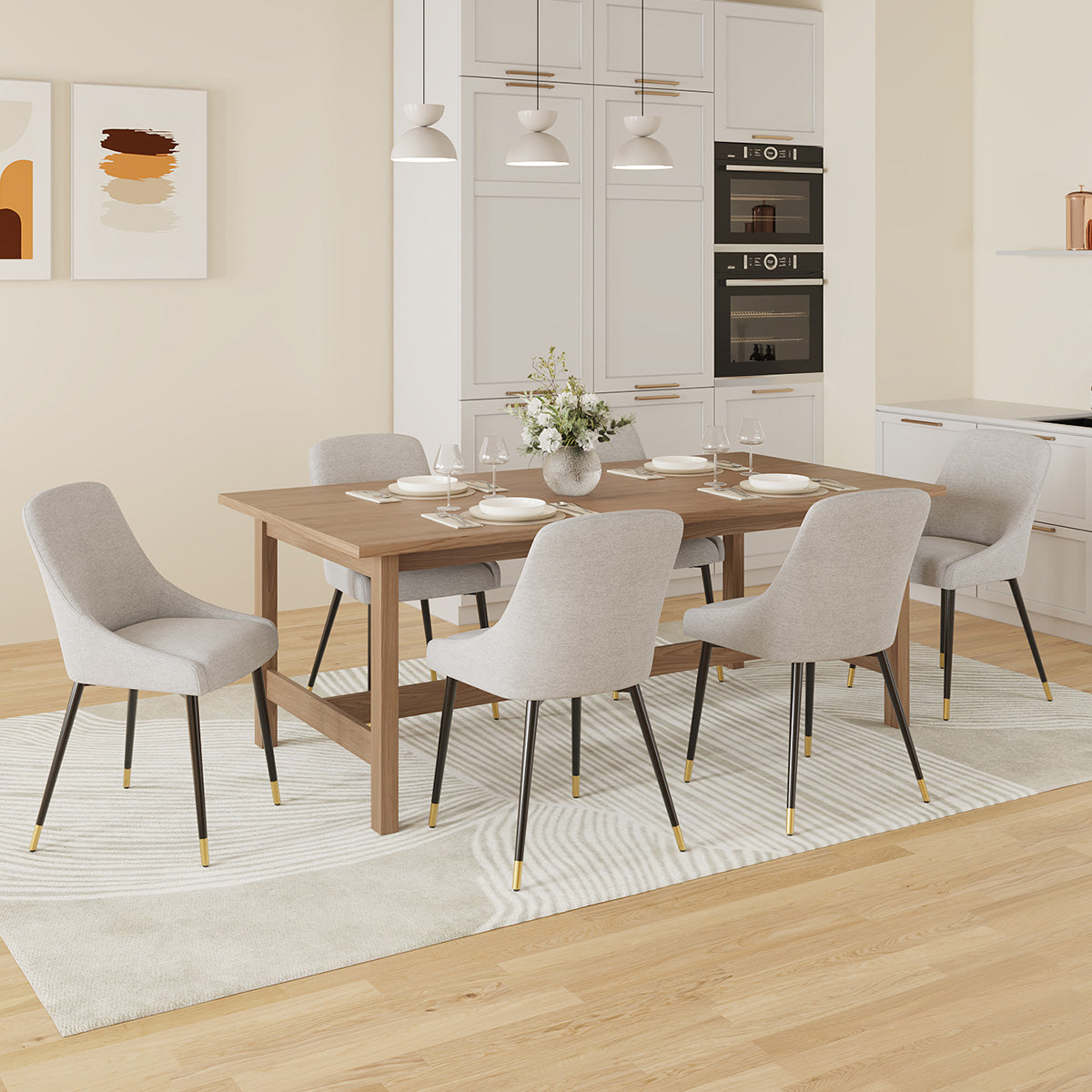 COLAMY LUMA Modern Fabric & Metal Dining Chair