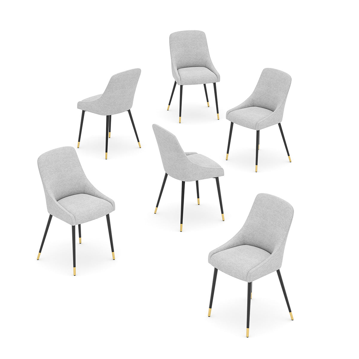 COLAMY LUMA Modern Fabric & Metal Dining Chair