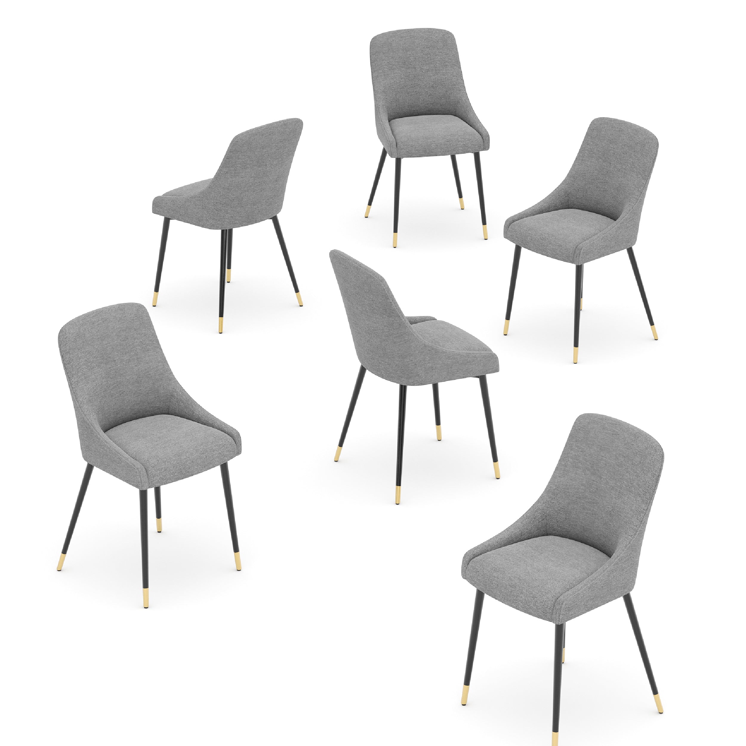 COLAMY LUMA Modern Fabric & Metal Dining Chair