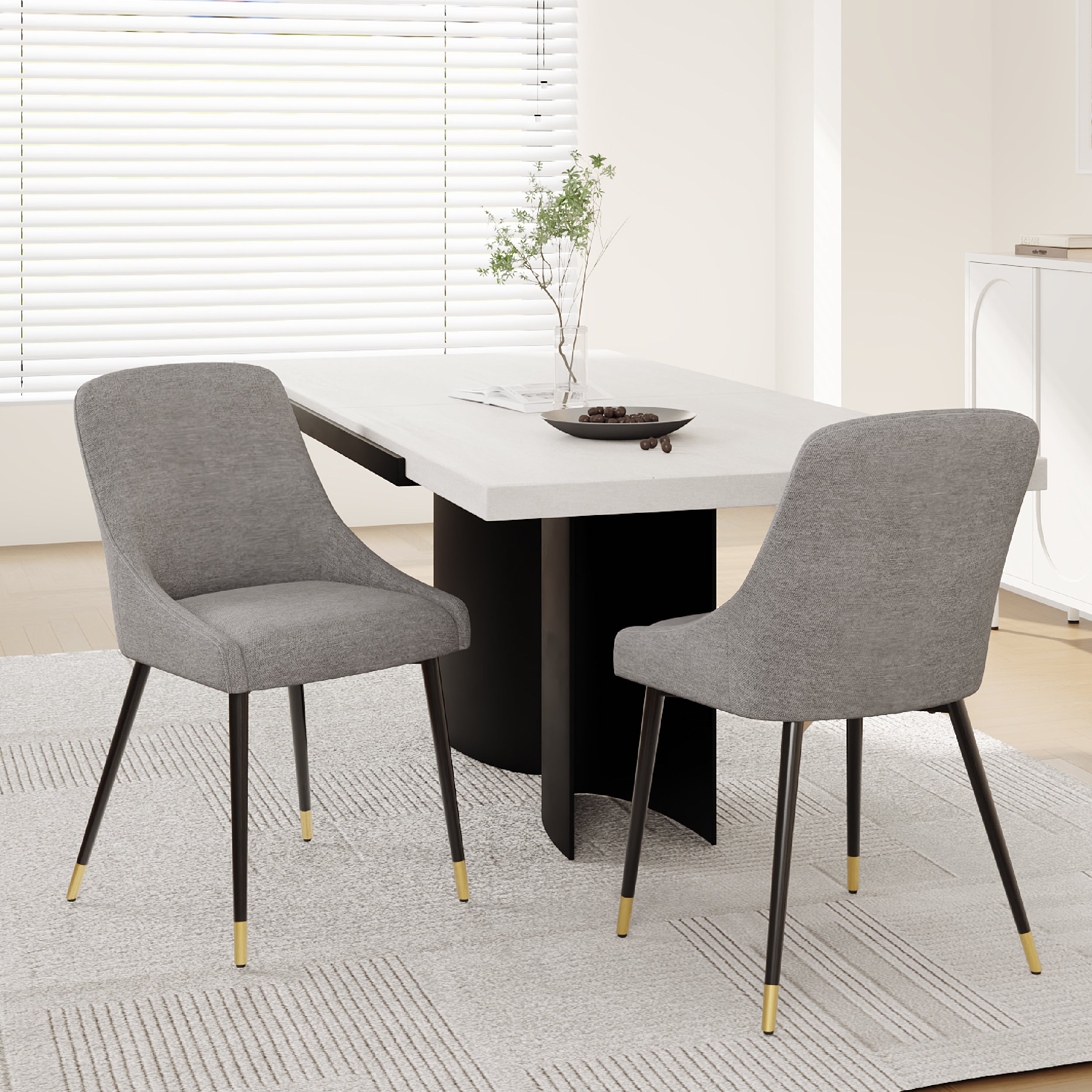 COLAMY LUMA Modern Fabric & Metal Dining Chair