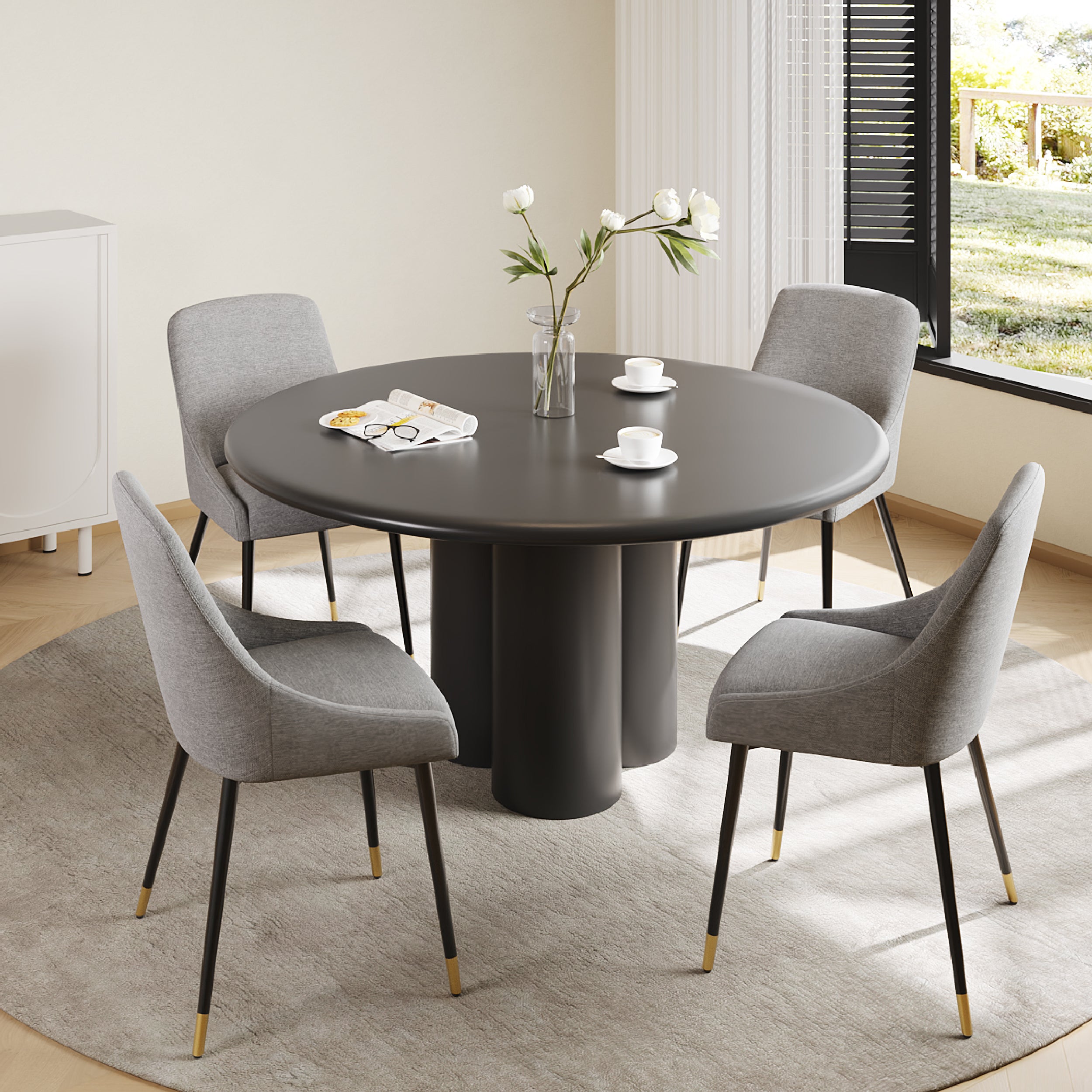 COLAMY LUMA Modern Fabric & Metal Dining Chair
