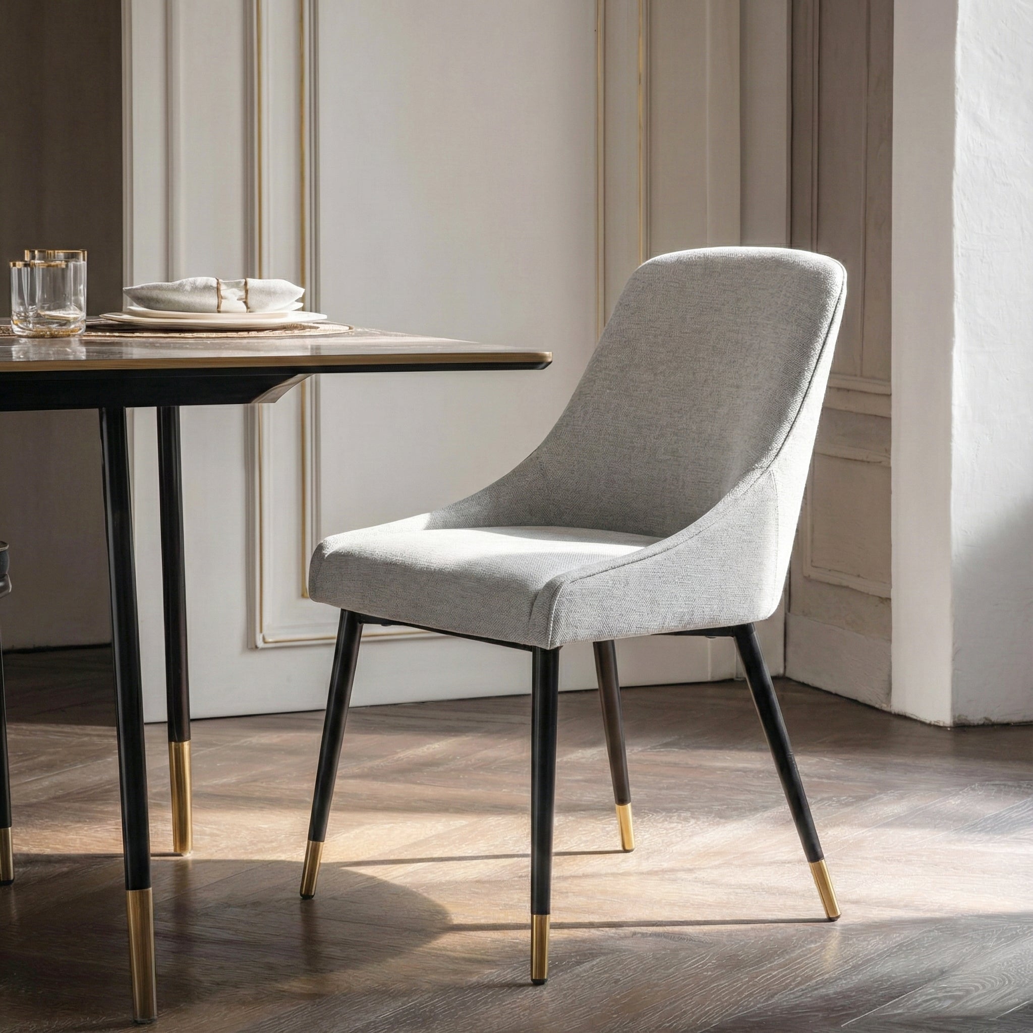 COLAMY LUMA Modern Fabric & Metal Dining Chair