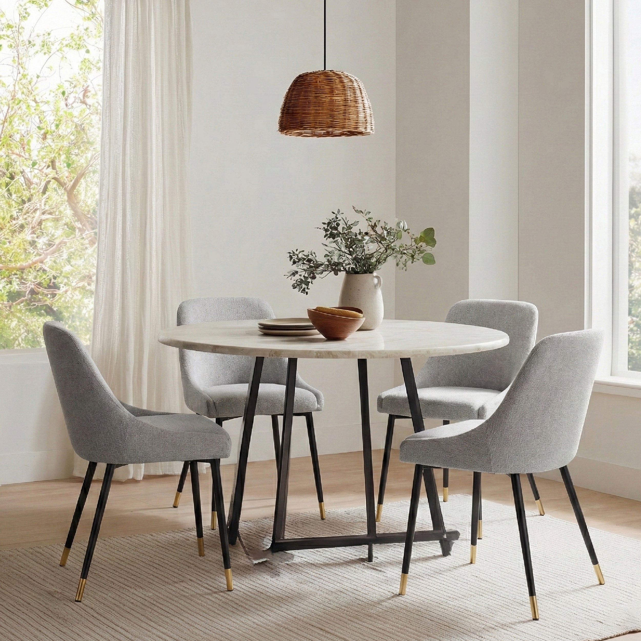 COLAMY LUMA Modern Fabric & Metal Dining Chair