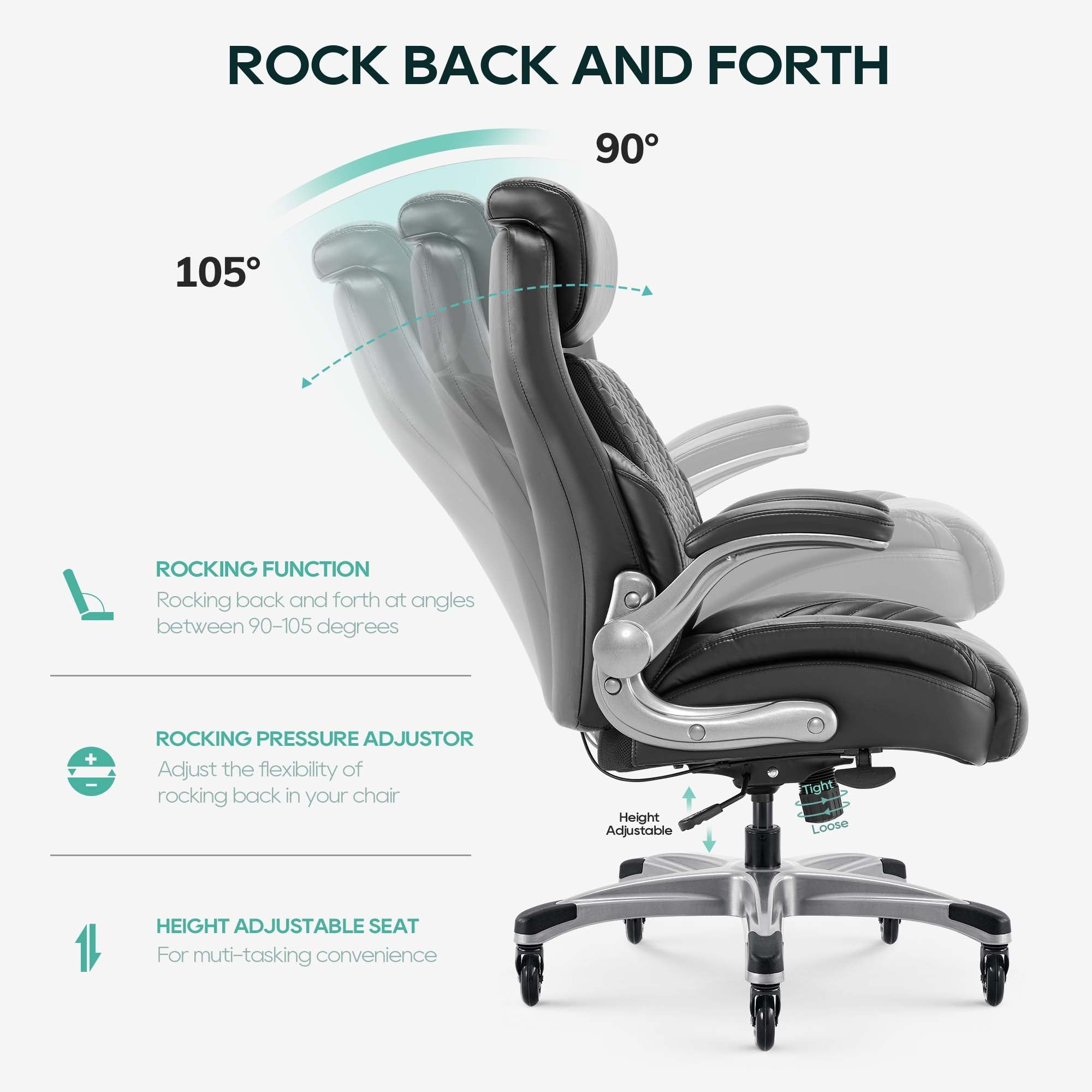 COLAMY Leather Office Chair with Built-in Lumbar Support Model.5276