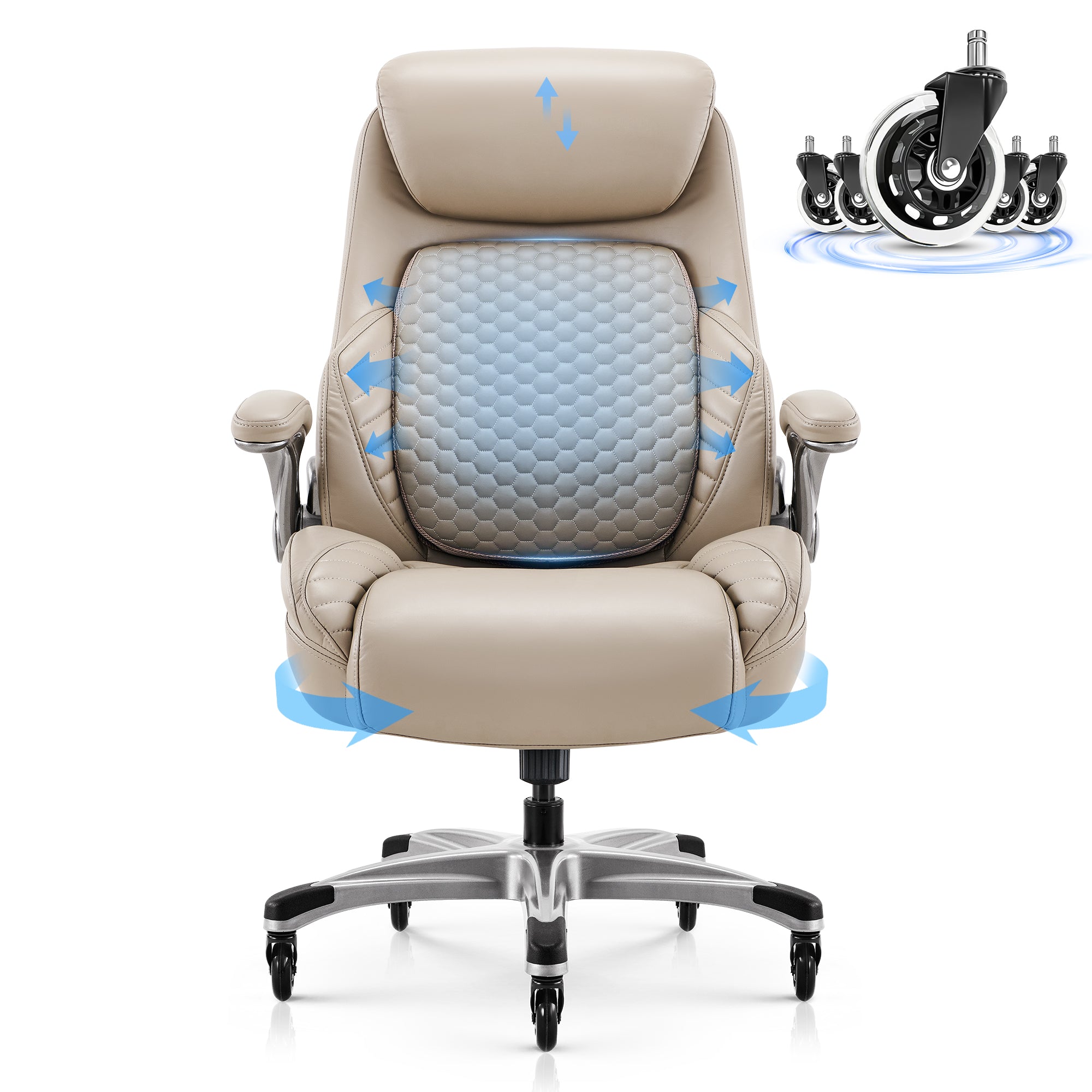 COLAMY Leather Office Chair with Built-in Lumbar Support Model.5276
