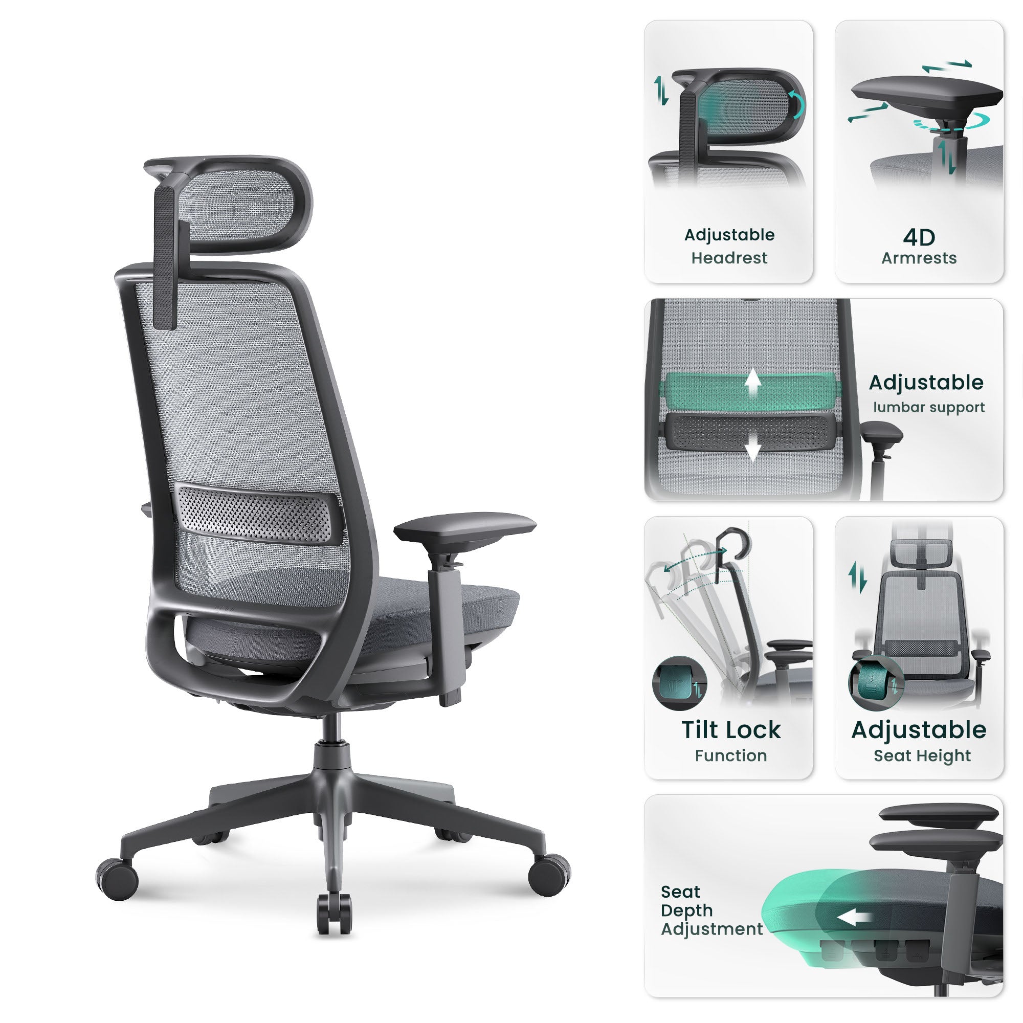 COLAMY VELIA Mesh Ergonomic Tech Office Chair