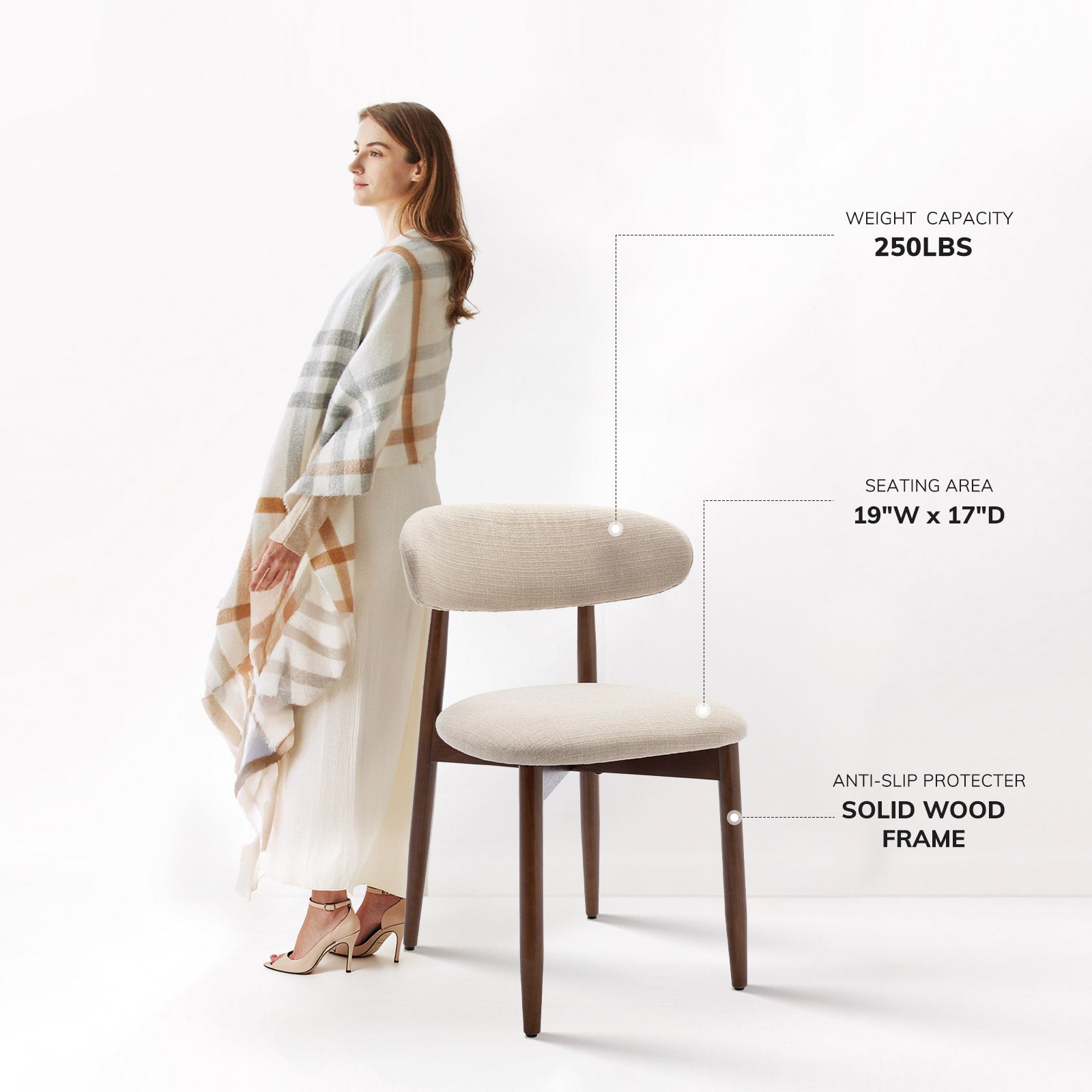 COLAMY NOYA Mid-Century Modern Upholstered Dining Chair