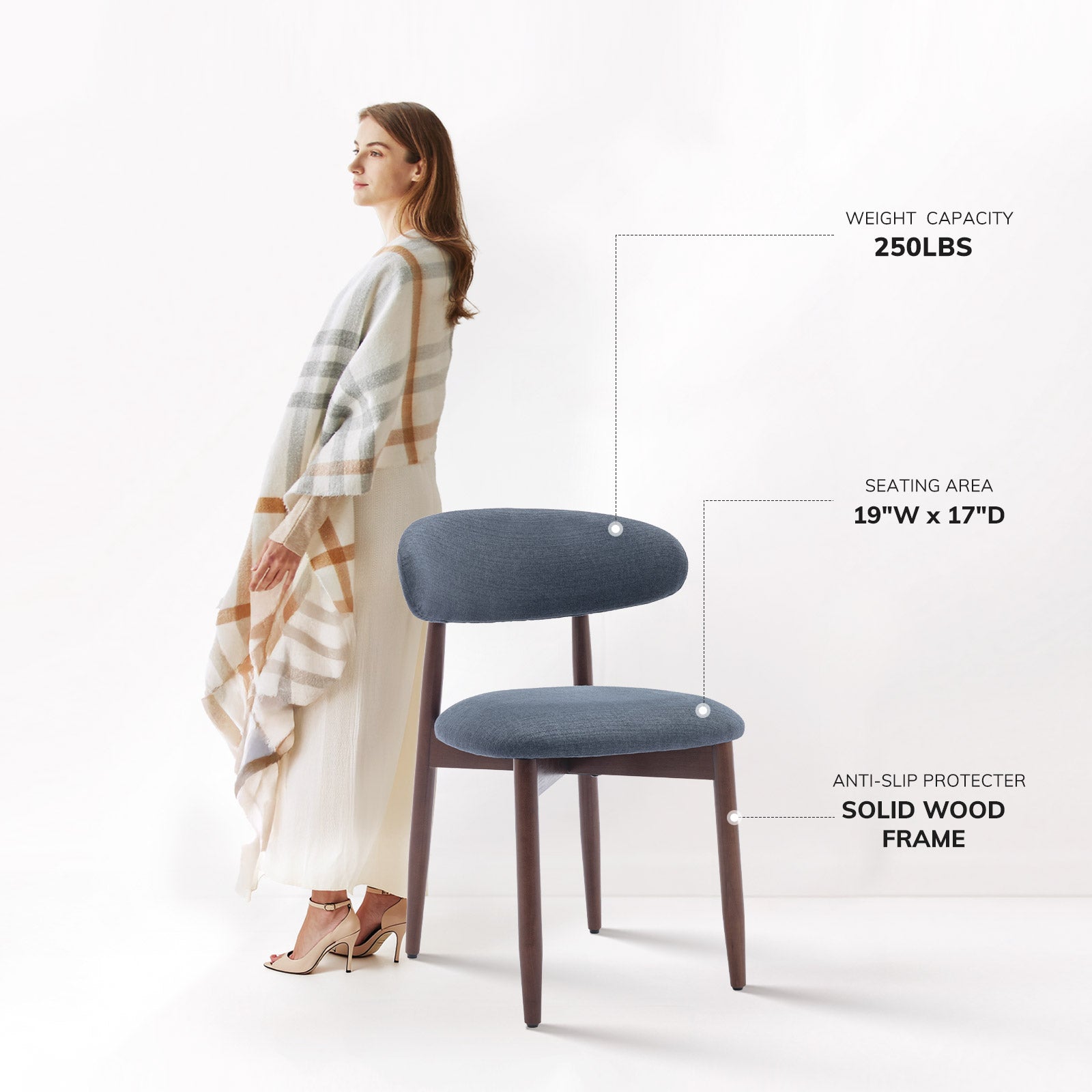 COLAMY NOYA Mid-Century Modern Upholstered Dining Chair