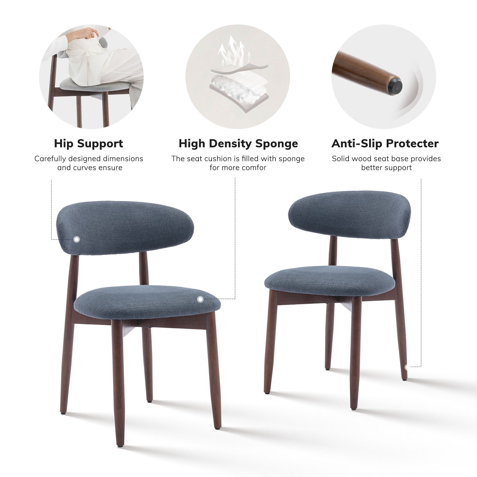 COLAMY NOYA Mid-Century Modern Dining Chair