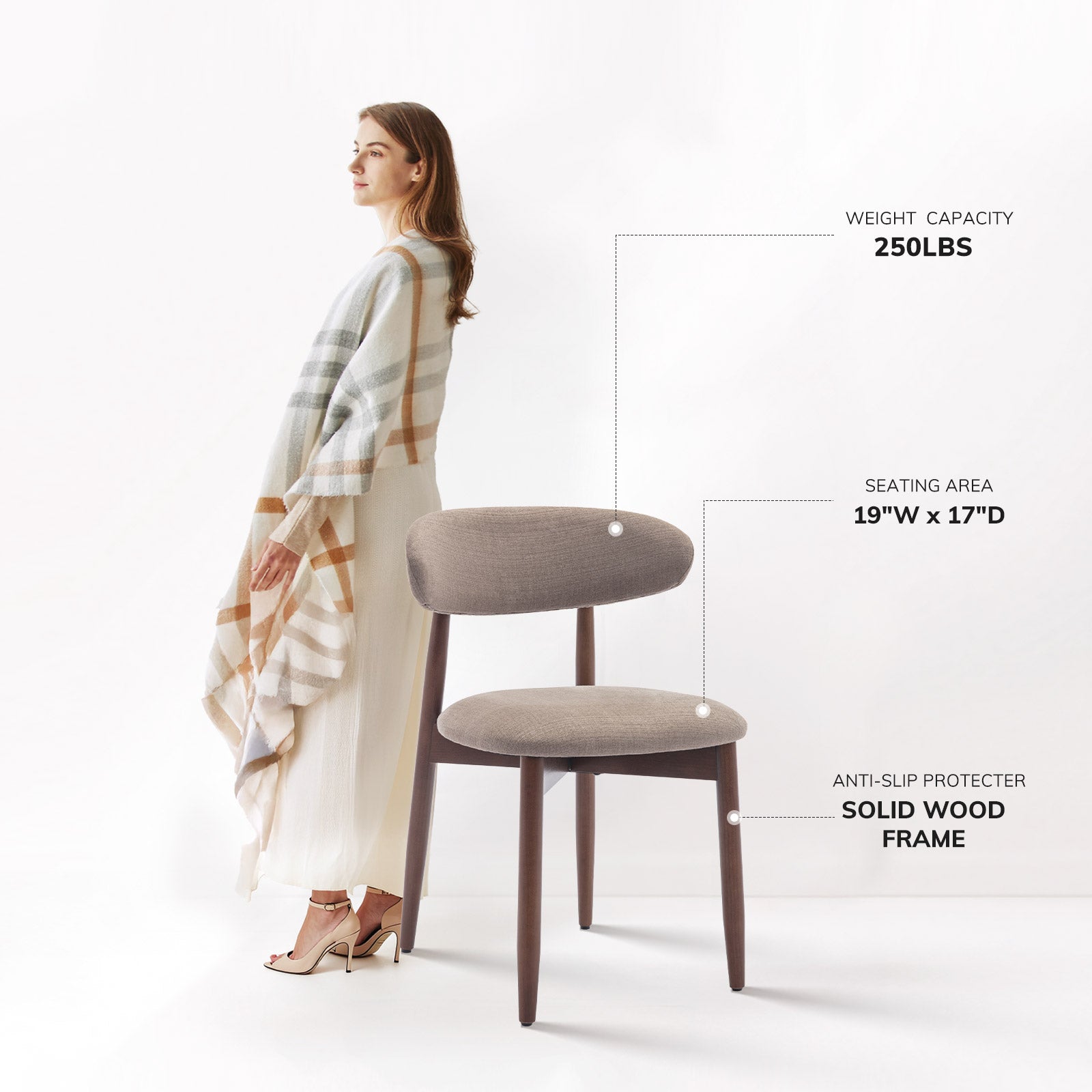 COLAMY NOYA Mid-Century Modern Upholstered Dining Chair